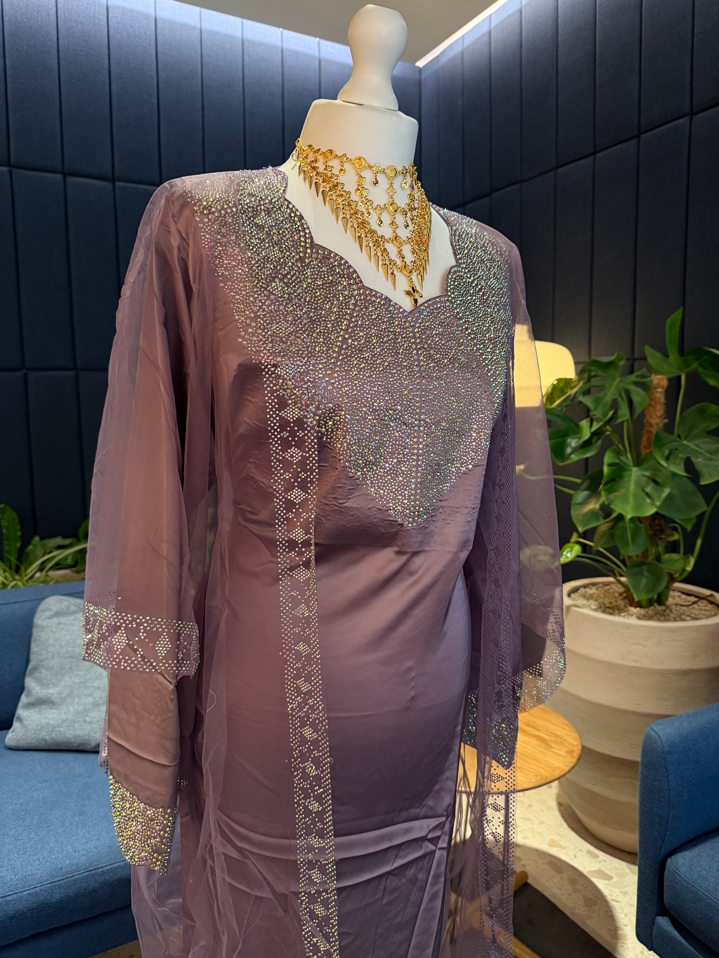 Dark purple pure silk mukhawar with besht