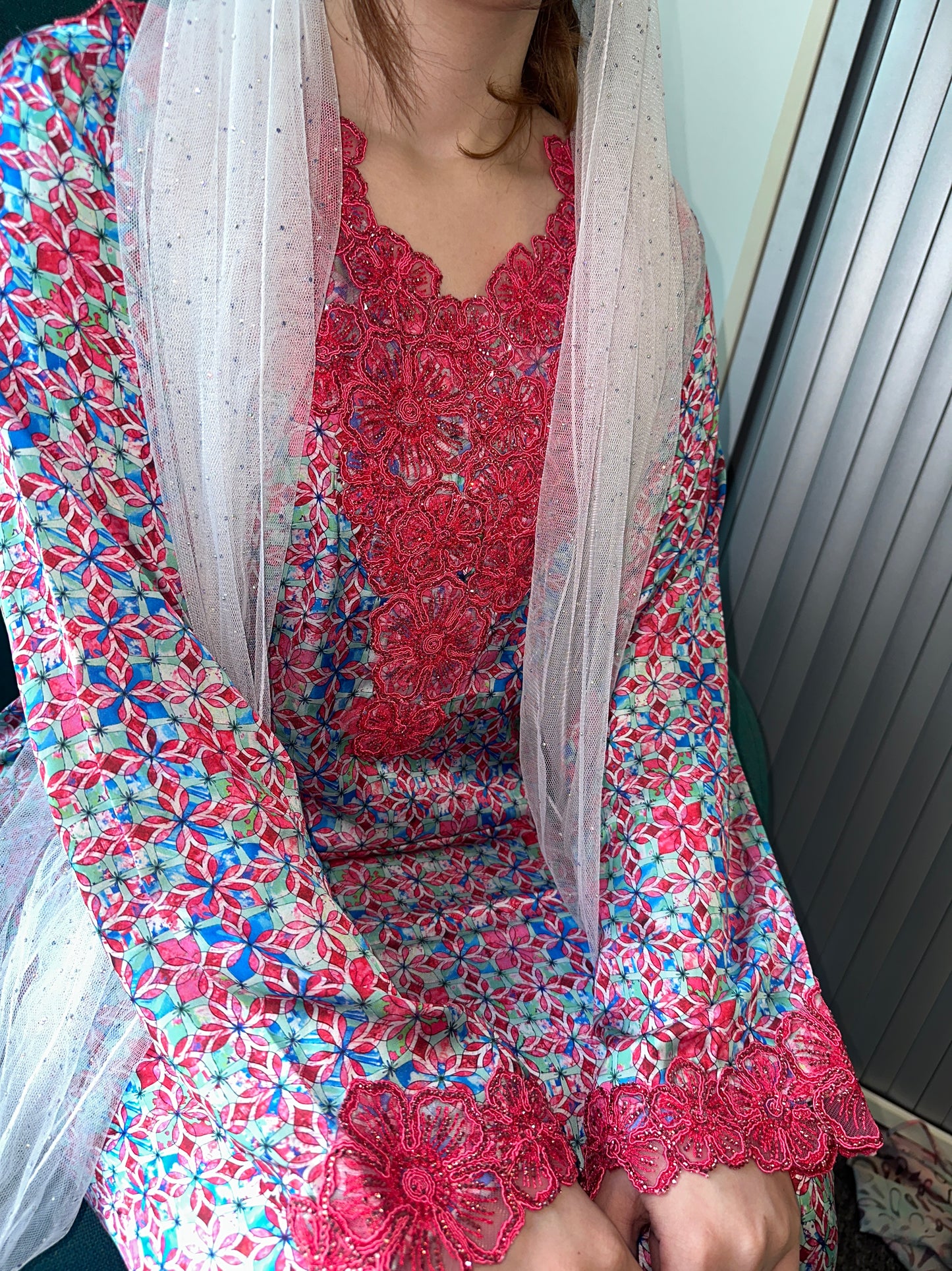 Pure silk, lace mkhawar