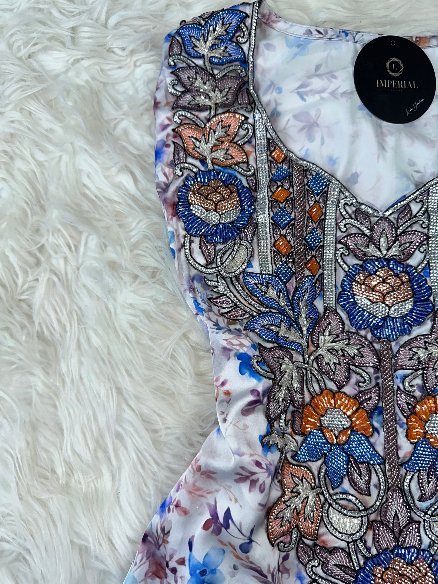 Blue mukhawar with handmade work pure silk and back corset