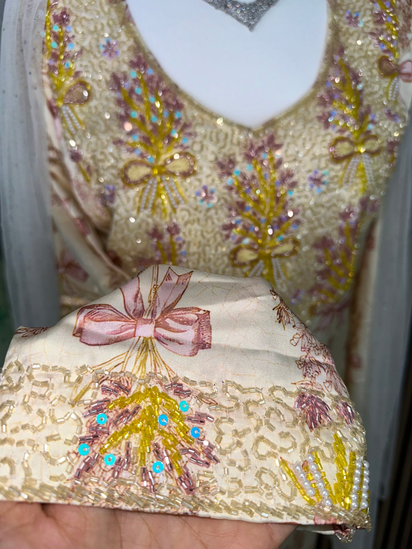 Yellow mkhawar pure silk