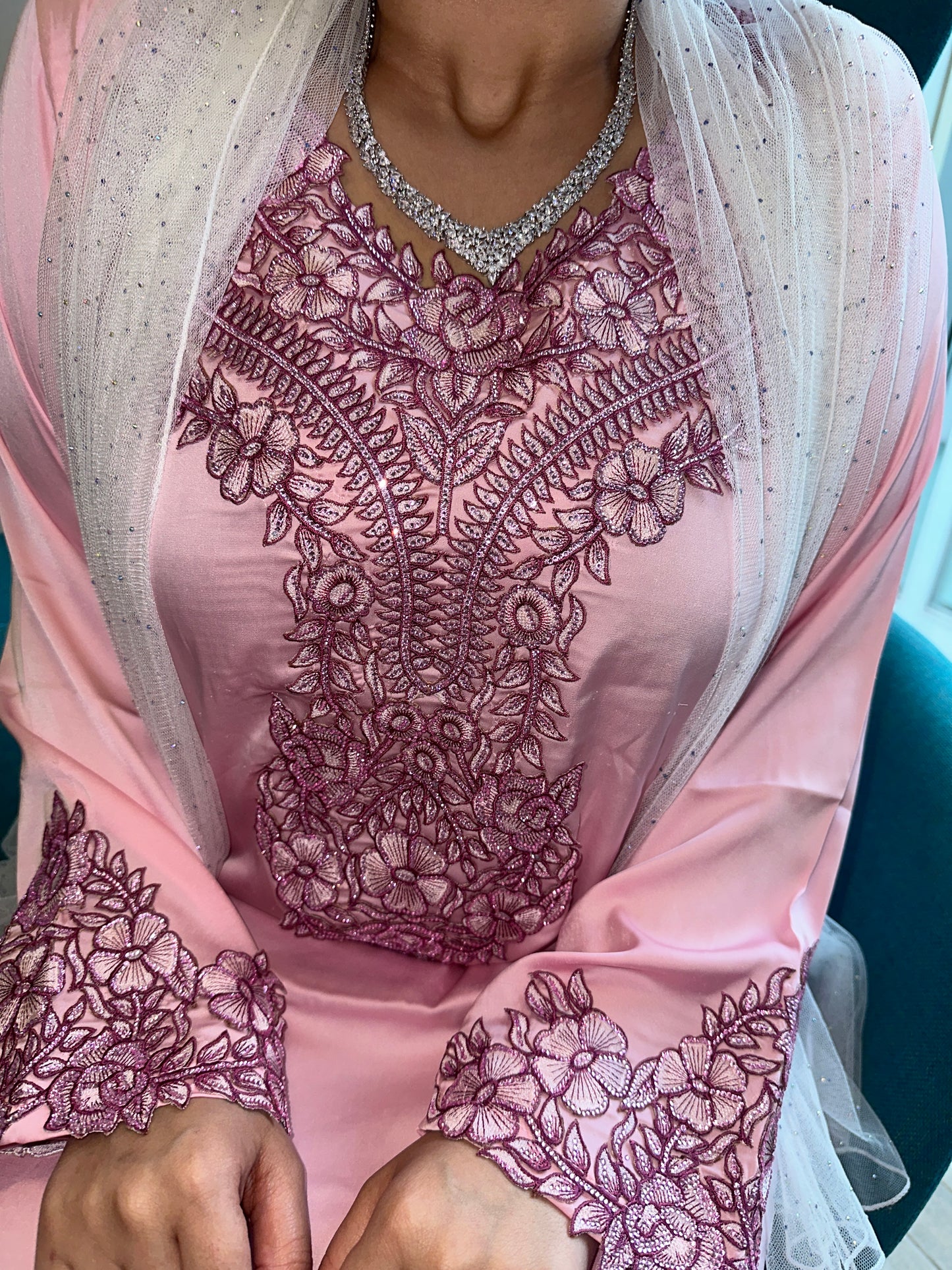Pink mkhawar pure silk