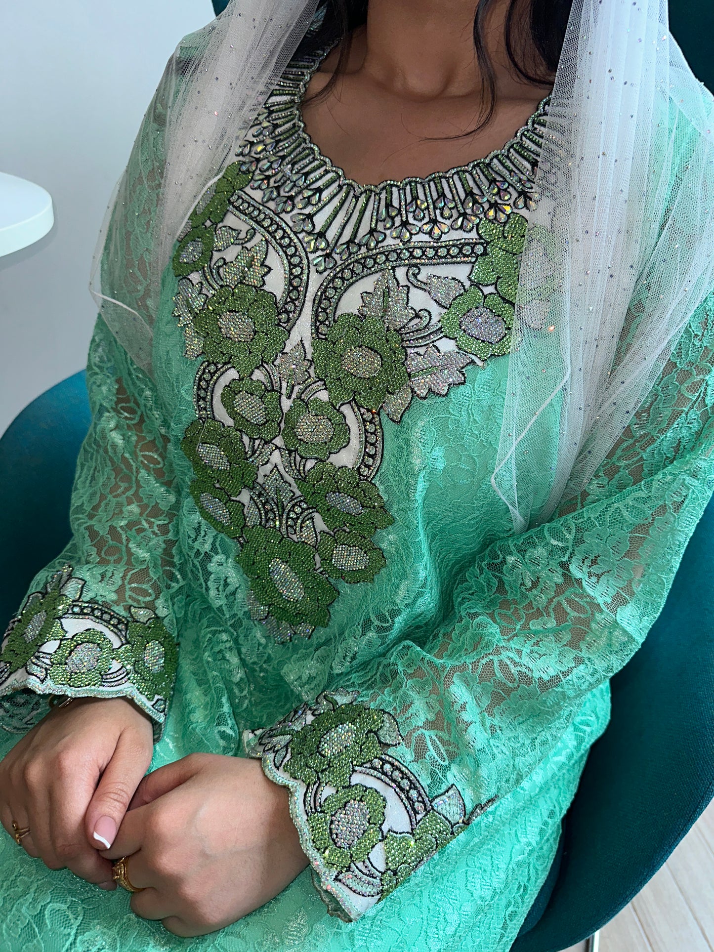 Green4 lace mkhawar