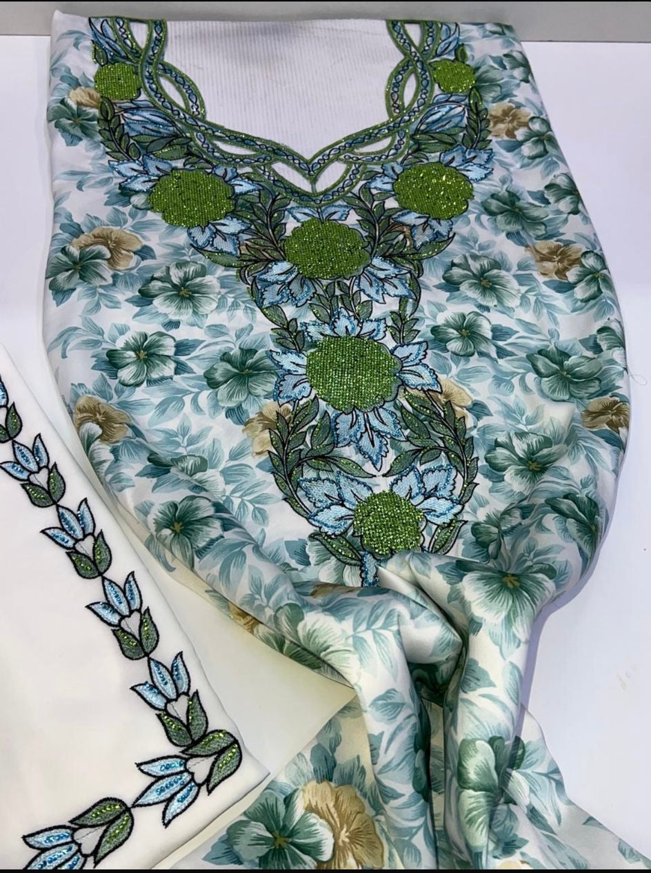 Unstitched mkhawars with matching Shiela