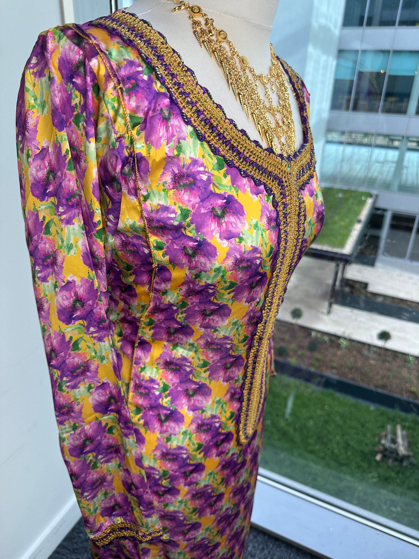 Purple and yellow silk Mukhawar