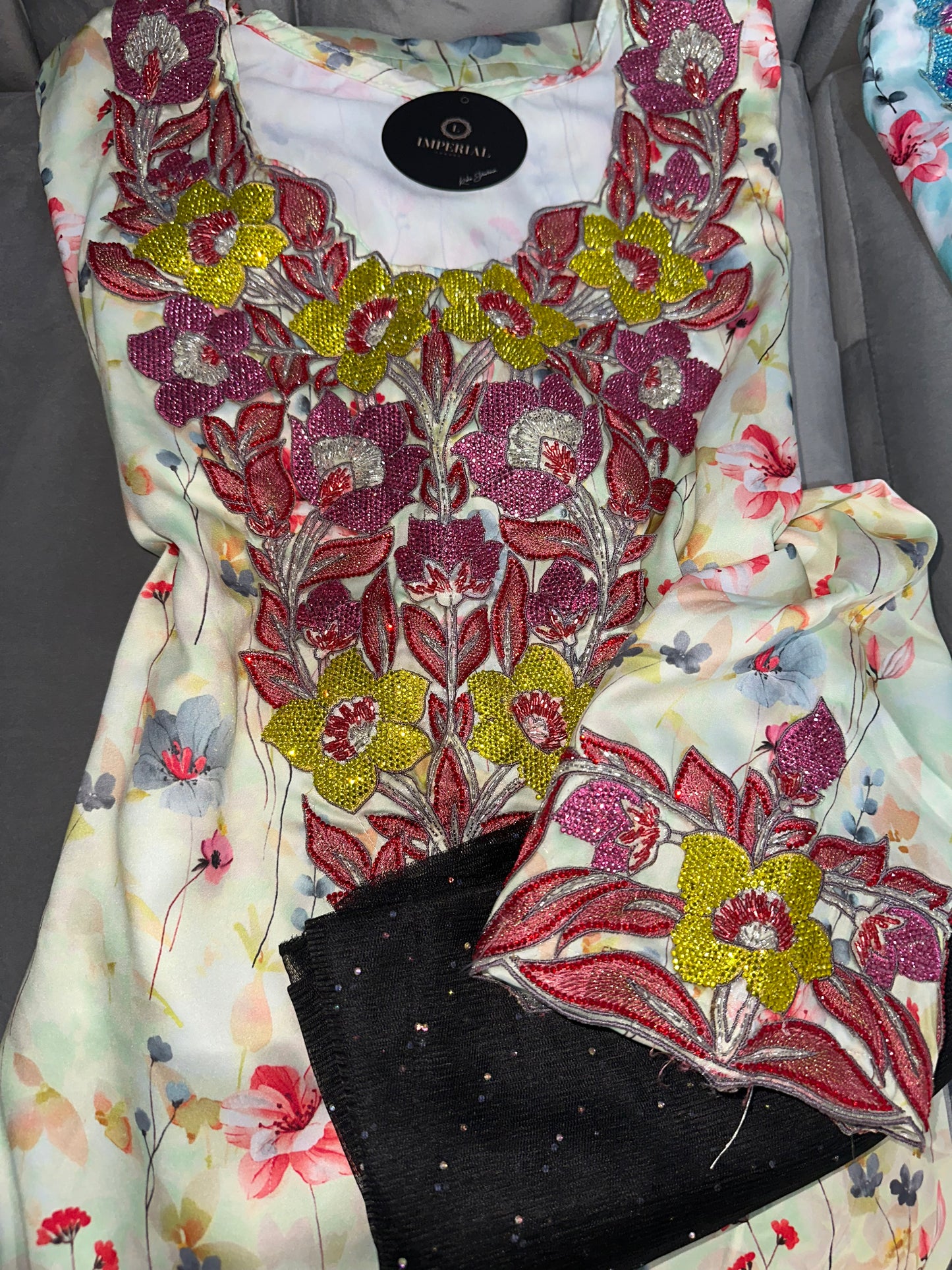 Pure silk mkhawar 3D and handmade work with corset