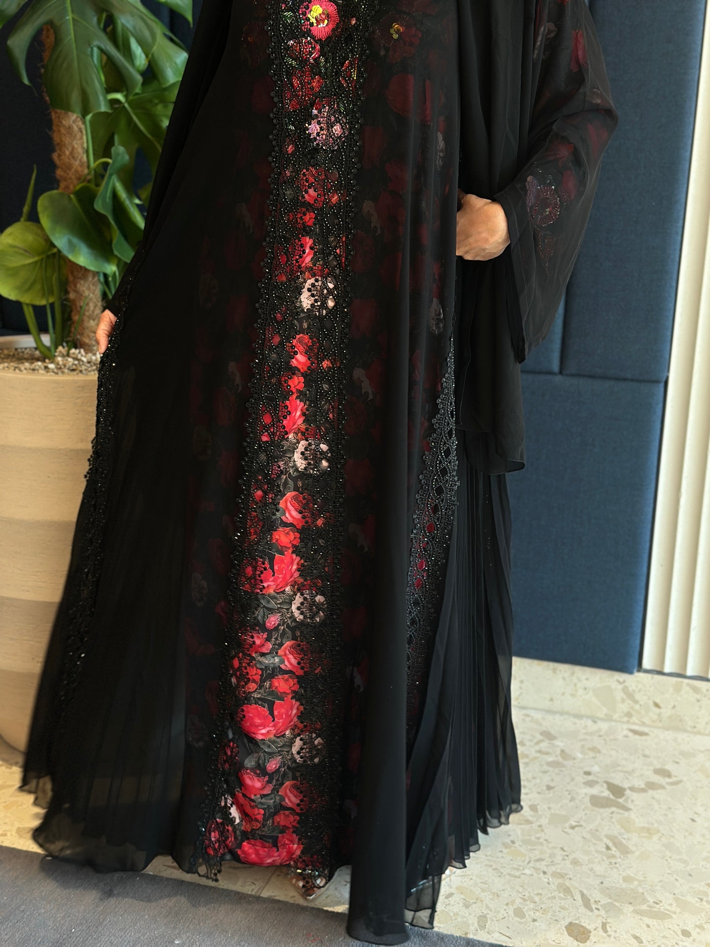 Chiffon abaya with kasarat and hijab