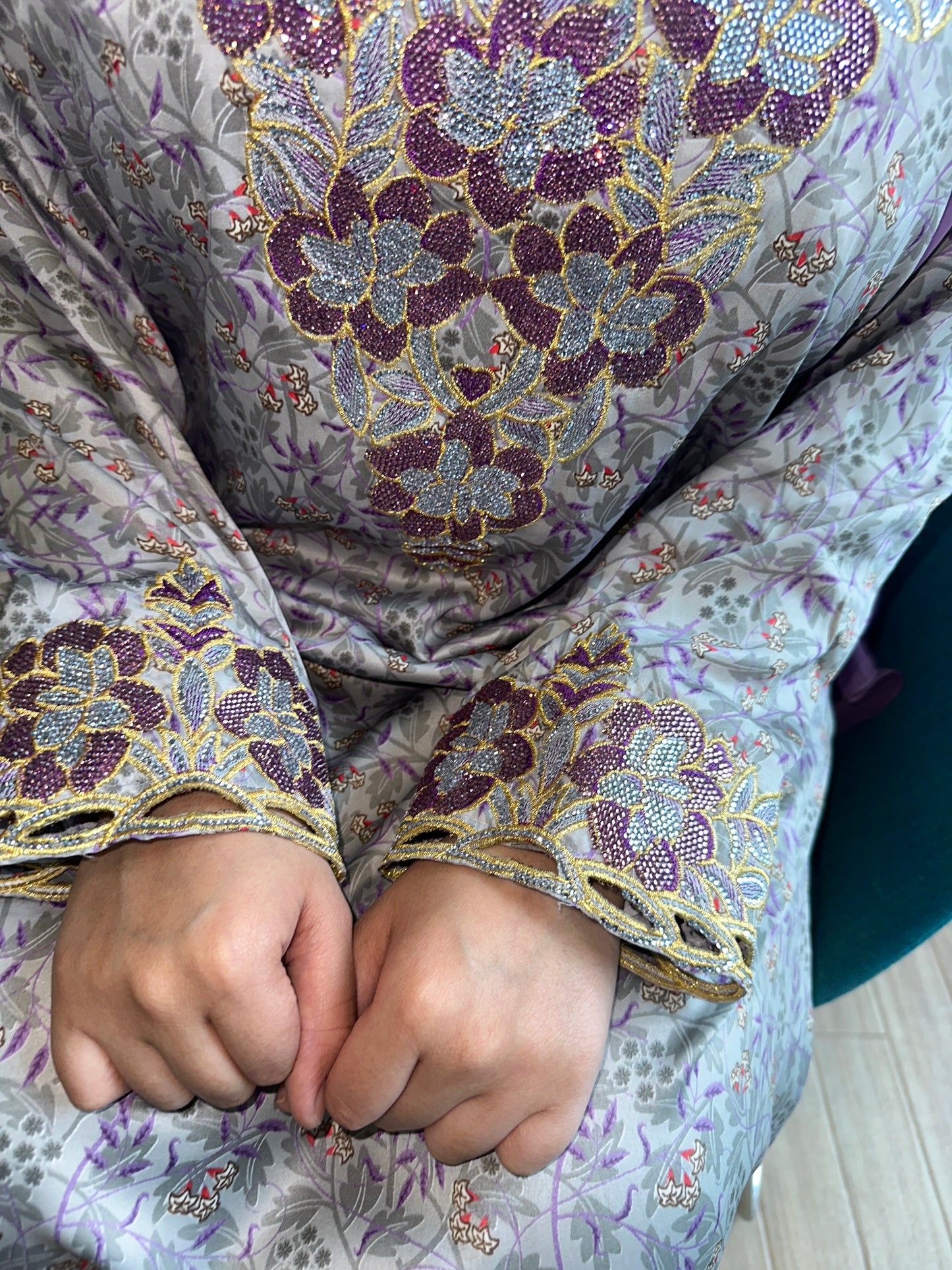 Grey with purple4 mkhawar with matching Shiela