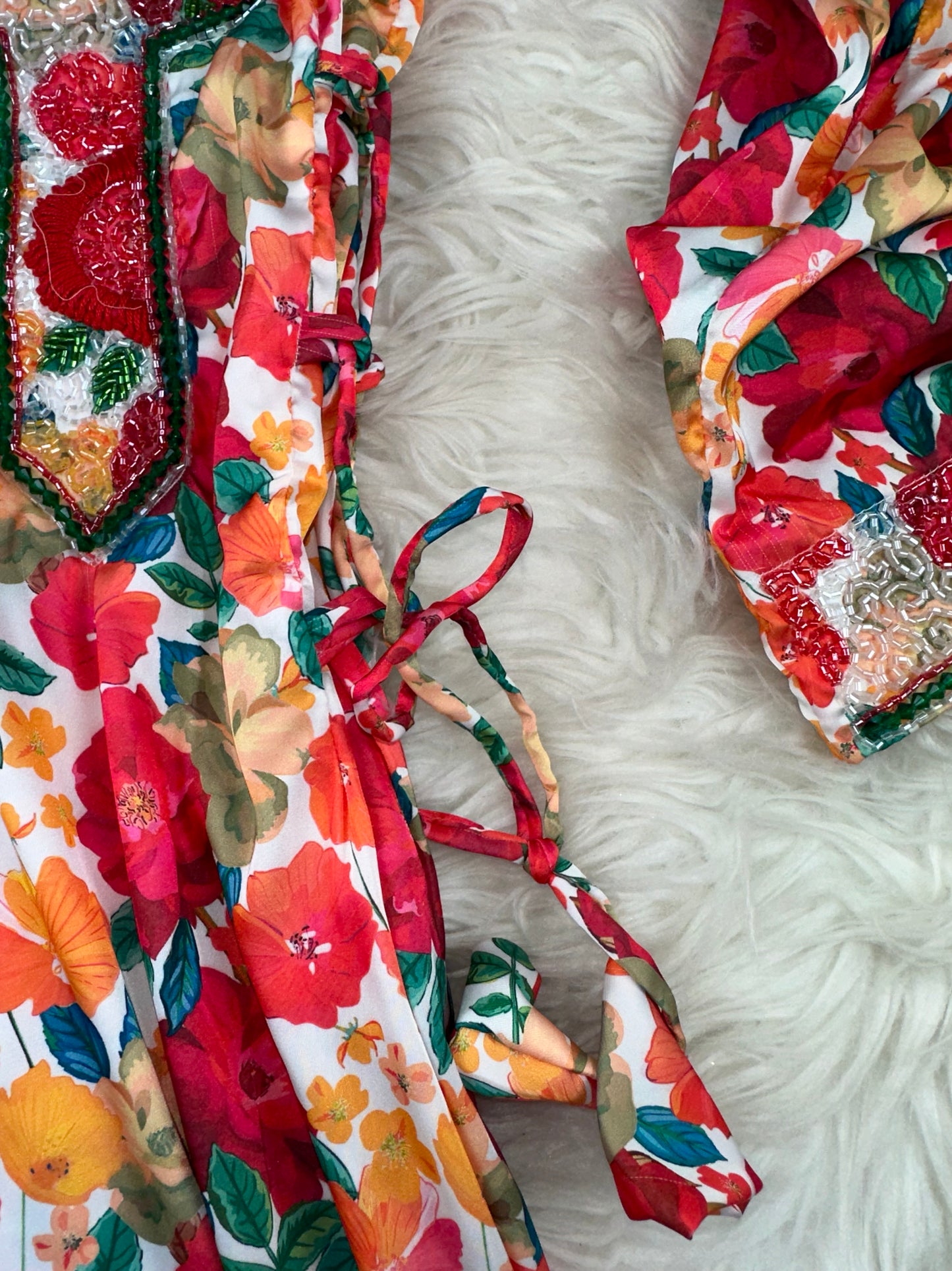 White and red mukhawar with both sides corset