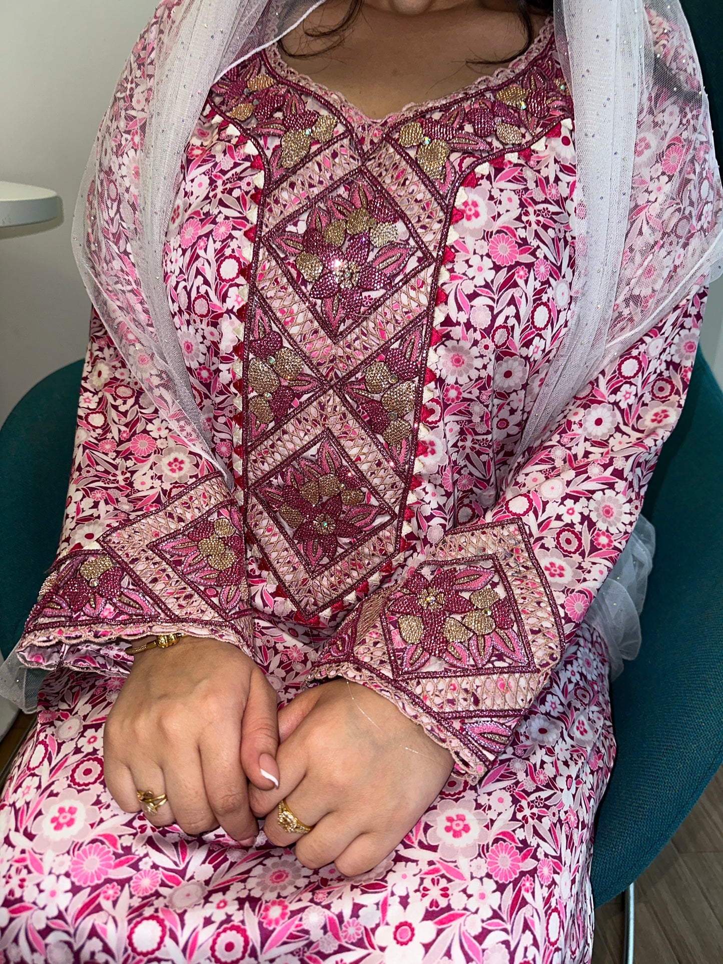 Pink pure silk mkhawar