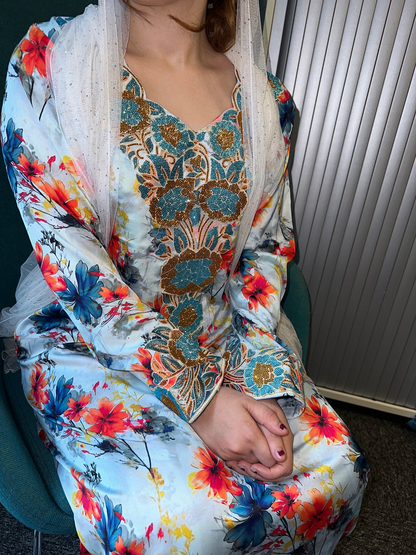 Blue pure silk mkhawar