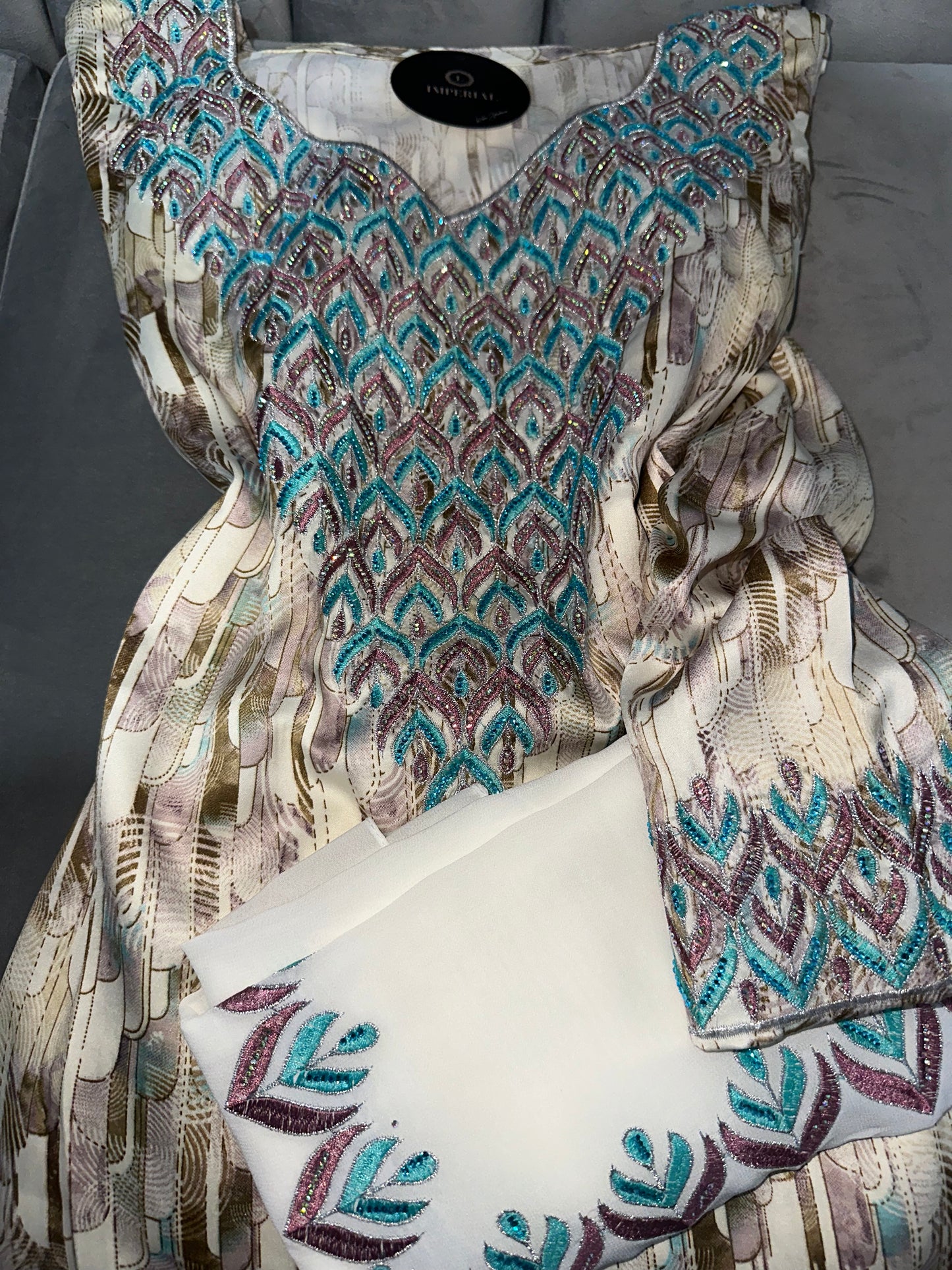 Different Creamy colors of mkhawars with matching Shiela