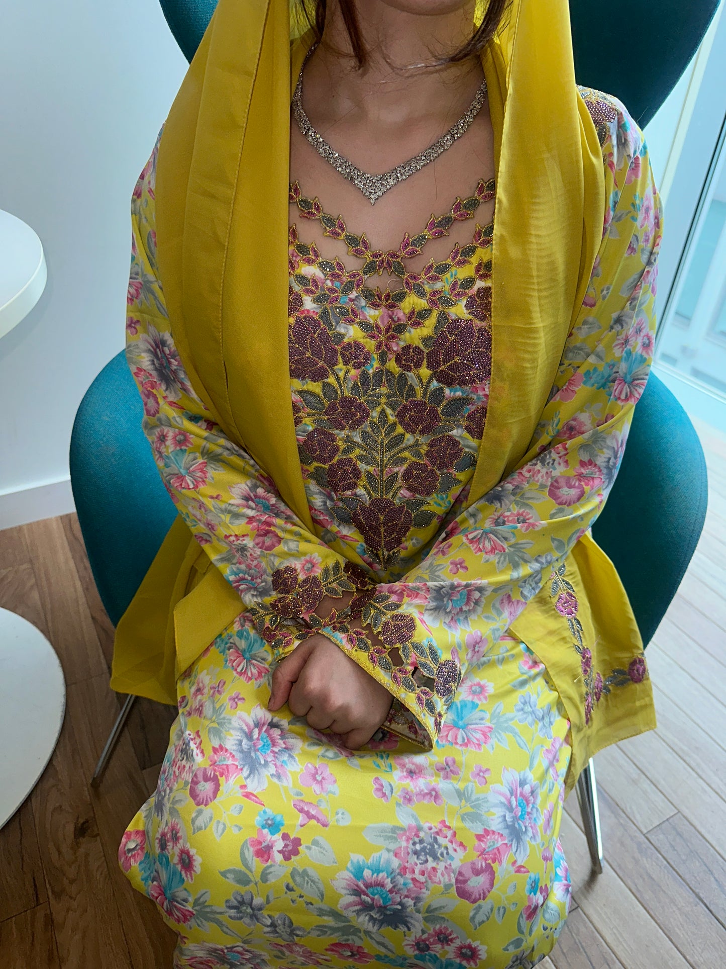 Yellow mkharram mkhawar with matching Shiela