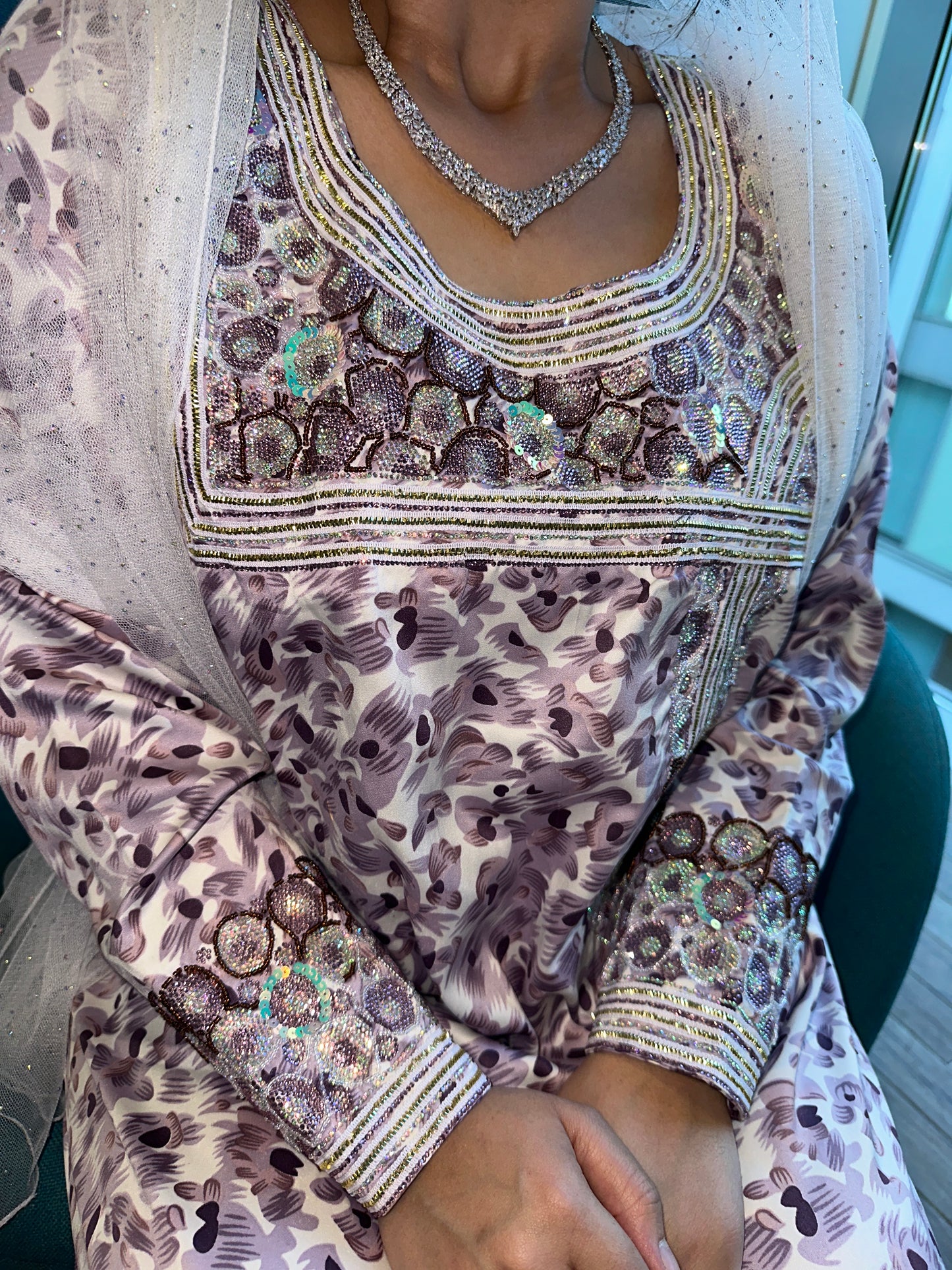 Arabic sleeves purple mkhawar