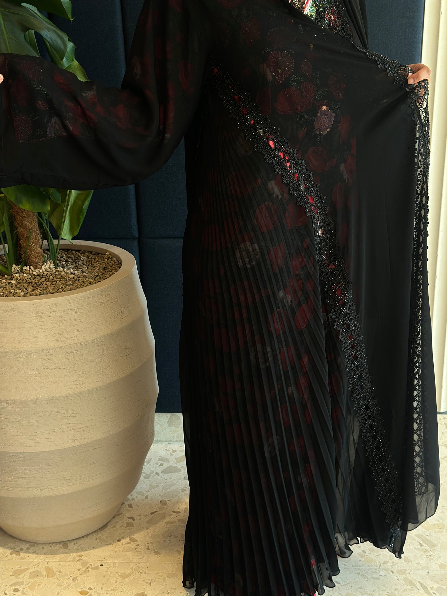 Chiffon abaya with kasarat and hijab