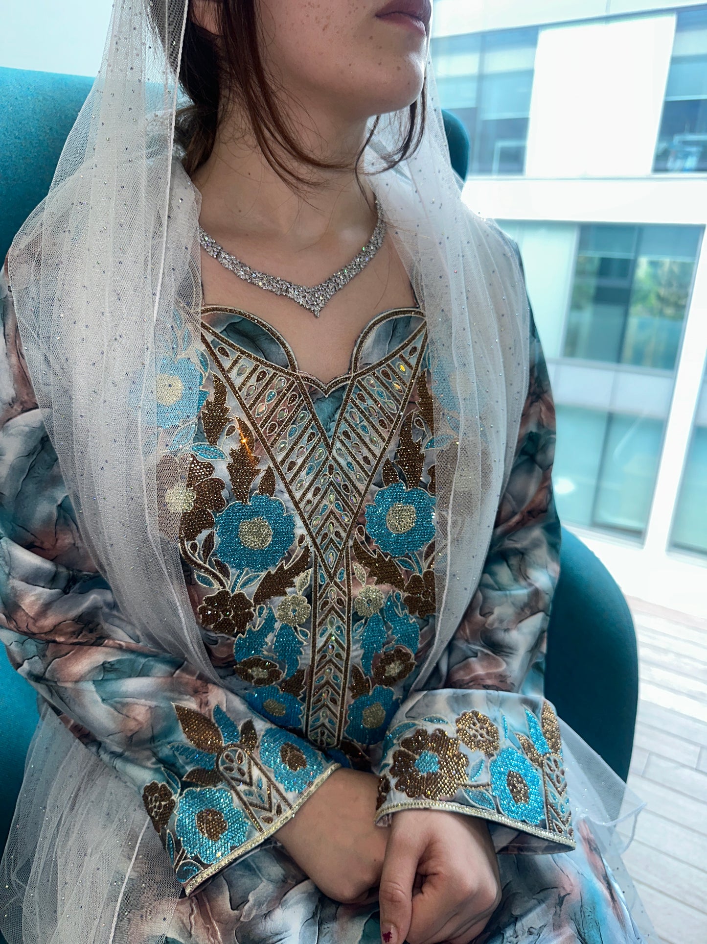 Blue Indonesian silk mkharram