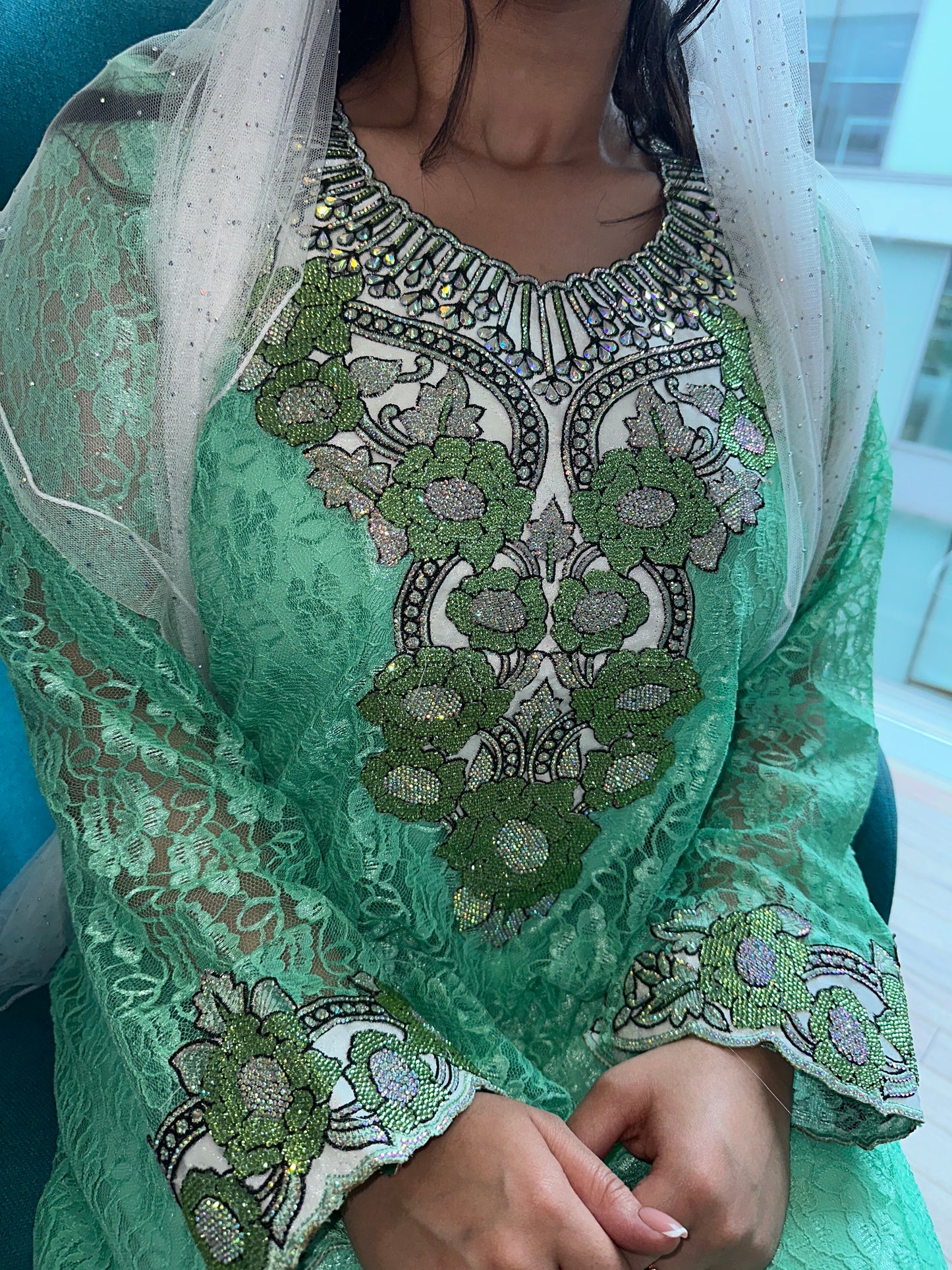 Green4 lace mkhawar