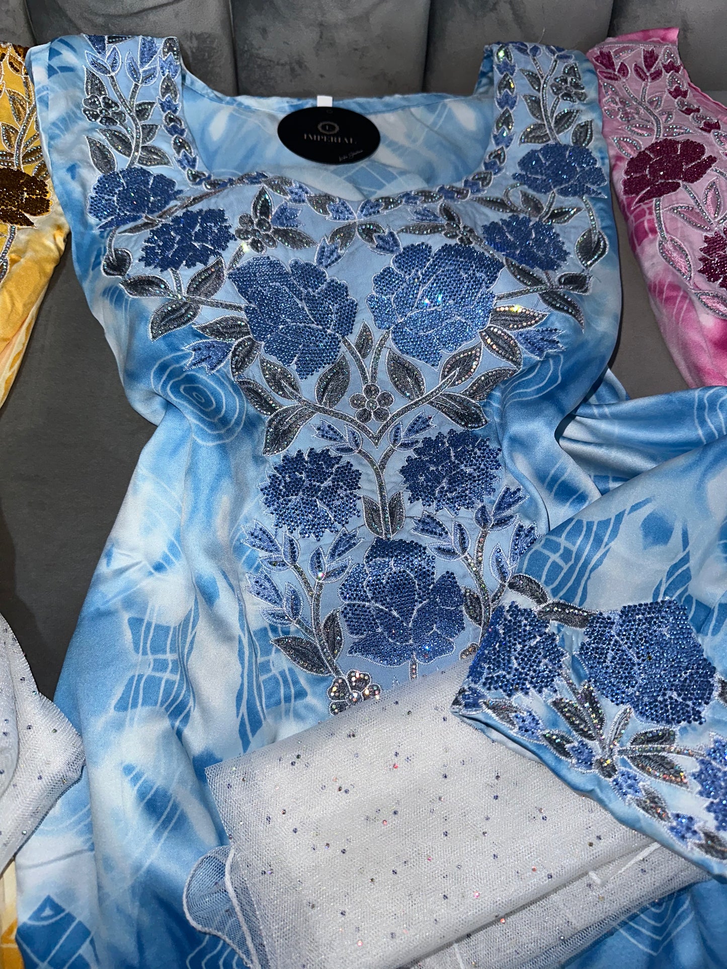 Pink, blue, salmon, turquoise and mustard colors mkhawars