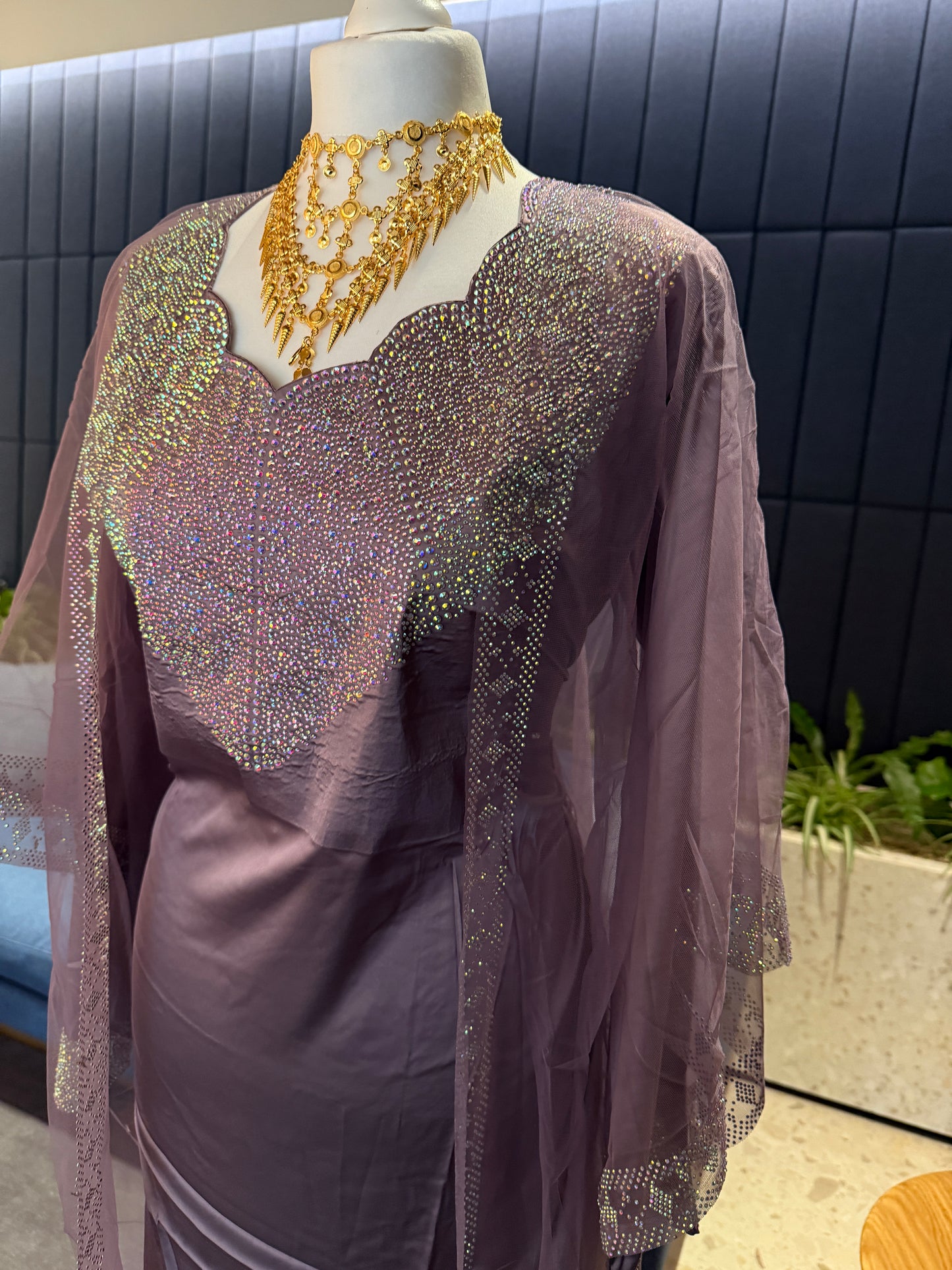 Dark purple pure silk mukhawar with besht