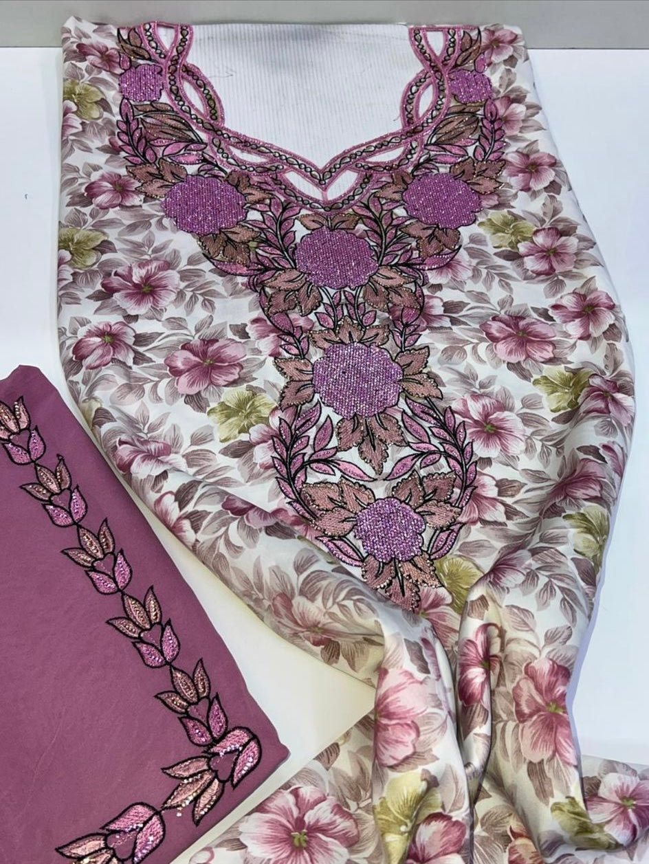 Unstitched mkhawars with matching Shiela