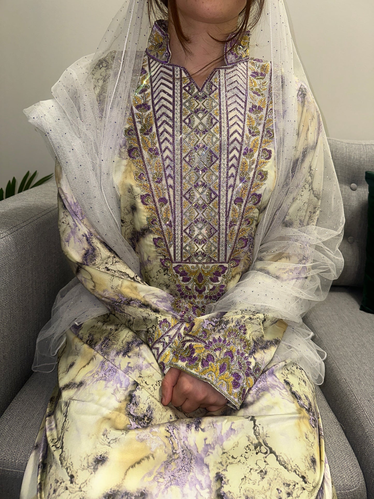 High neck pure silk mkhawar