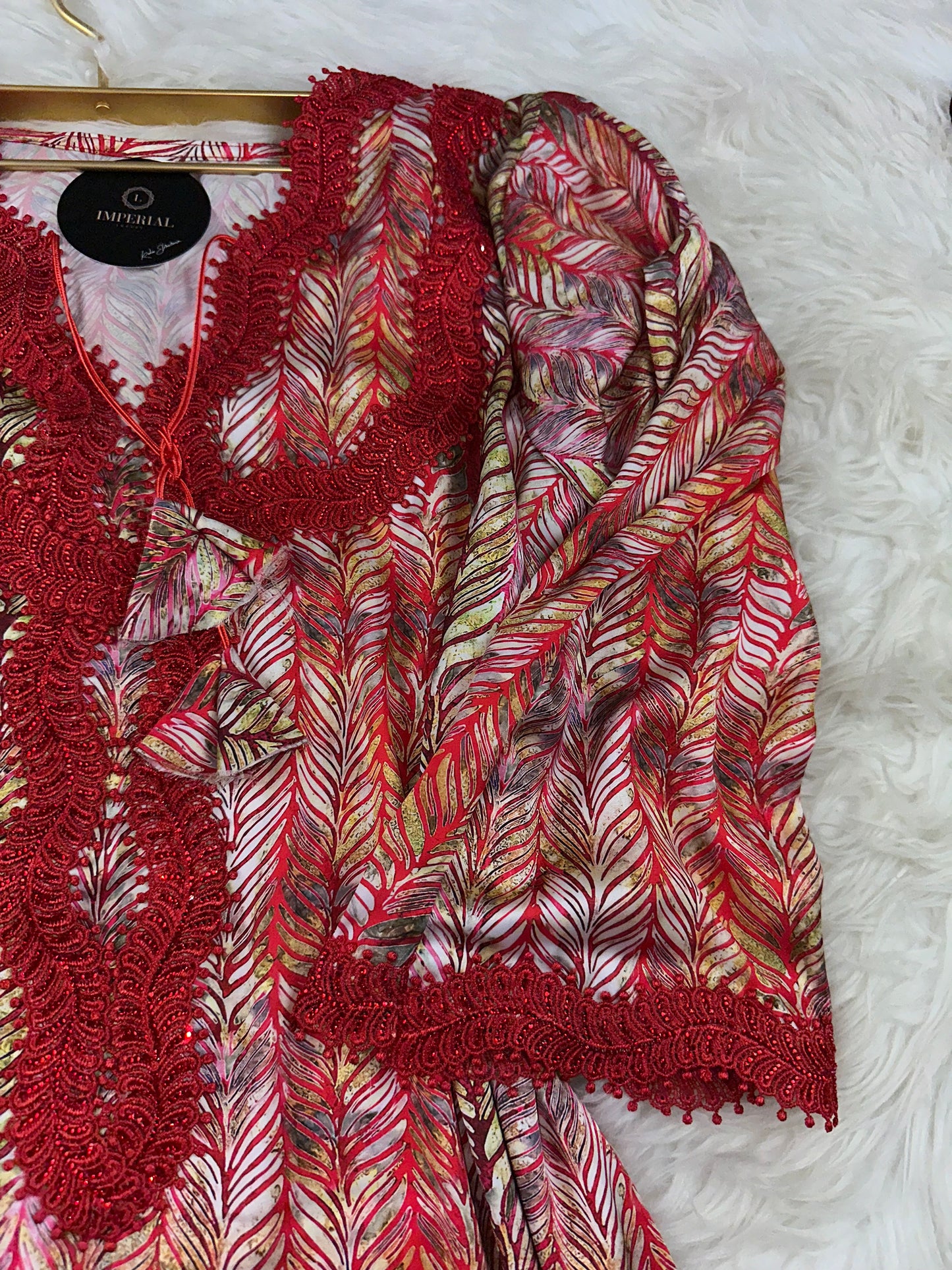 Red pure silk mukhawar with hijab