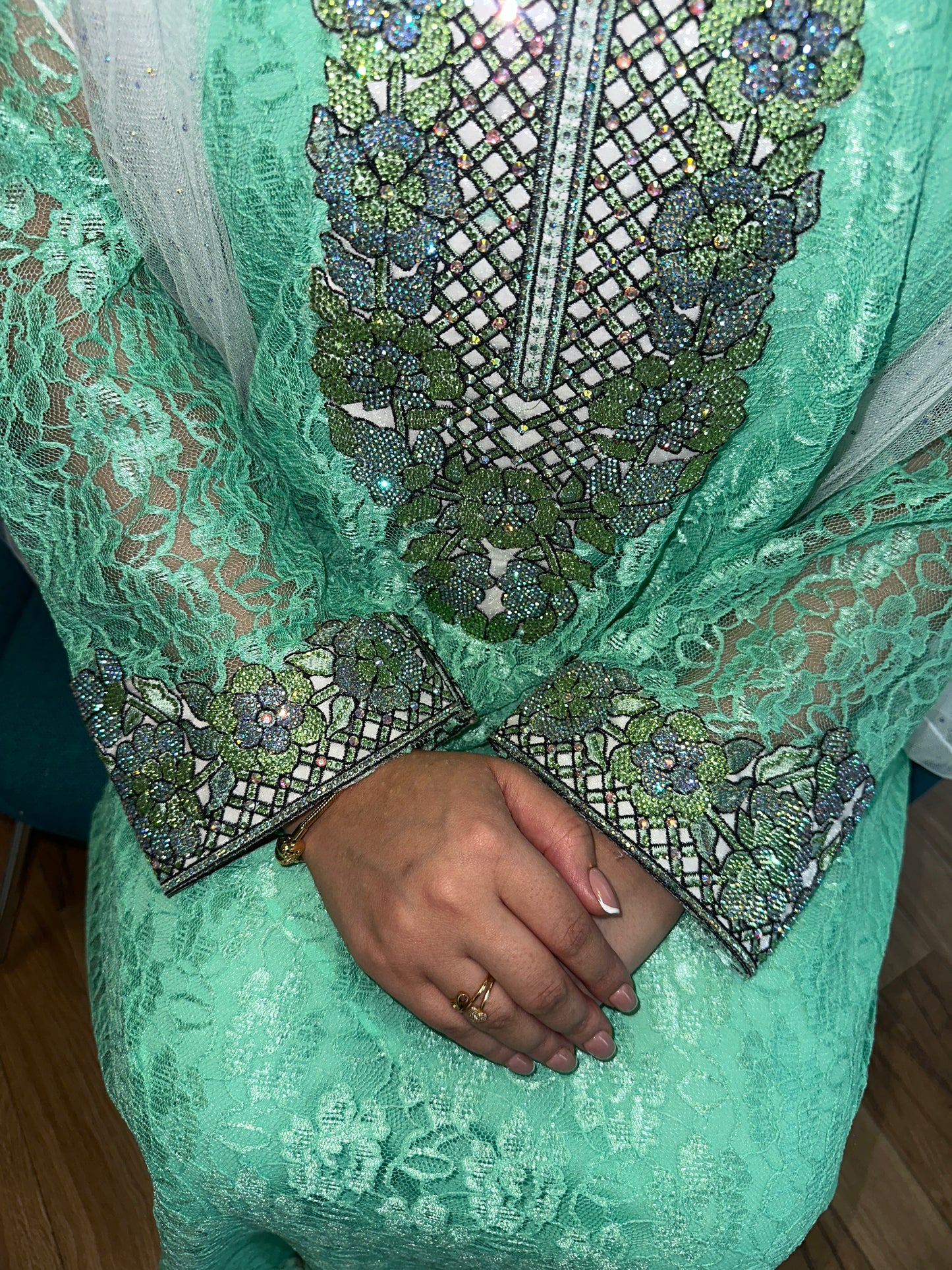 Green2 lace mkhawar