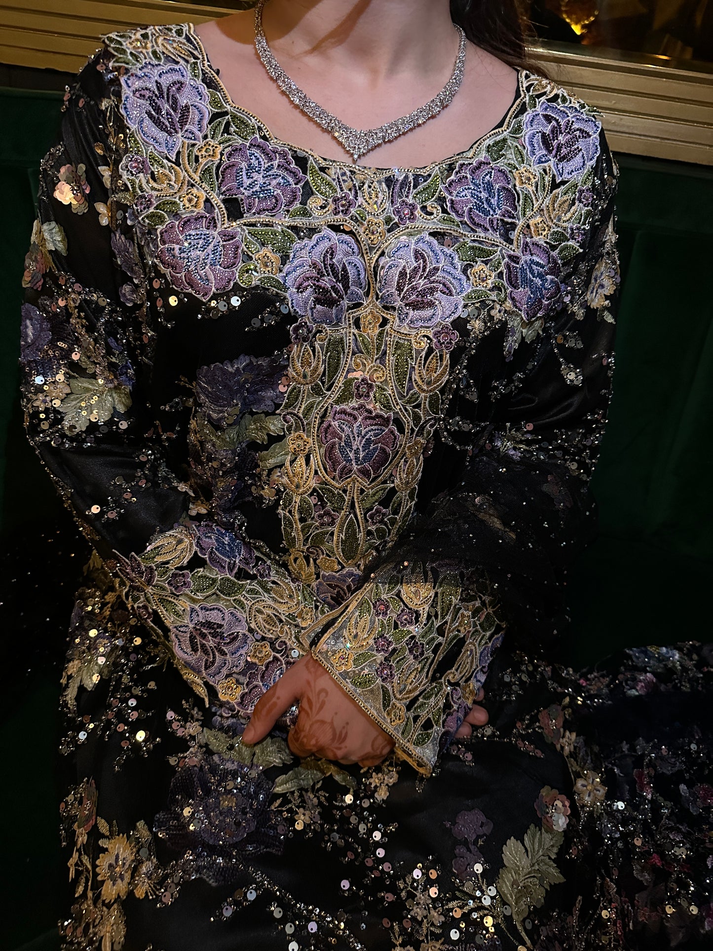 Black and purple fully handmade mkhawar two pieces