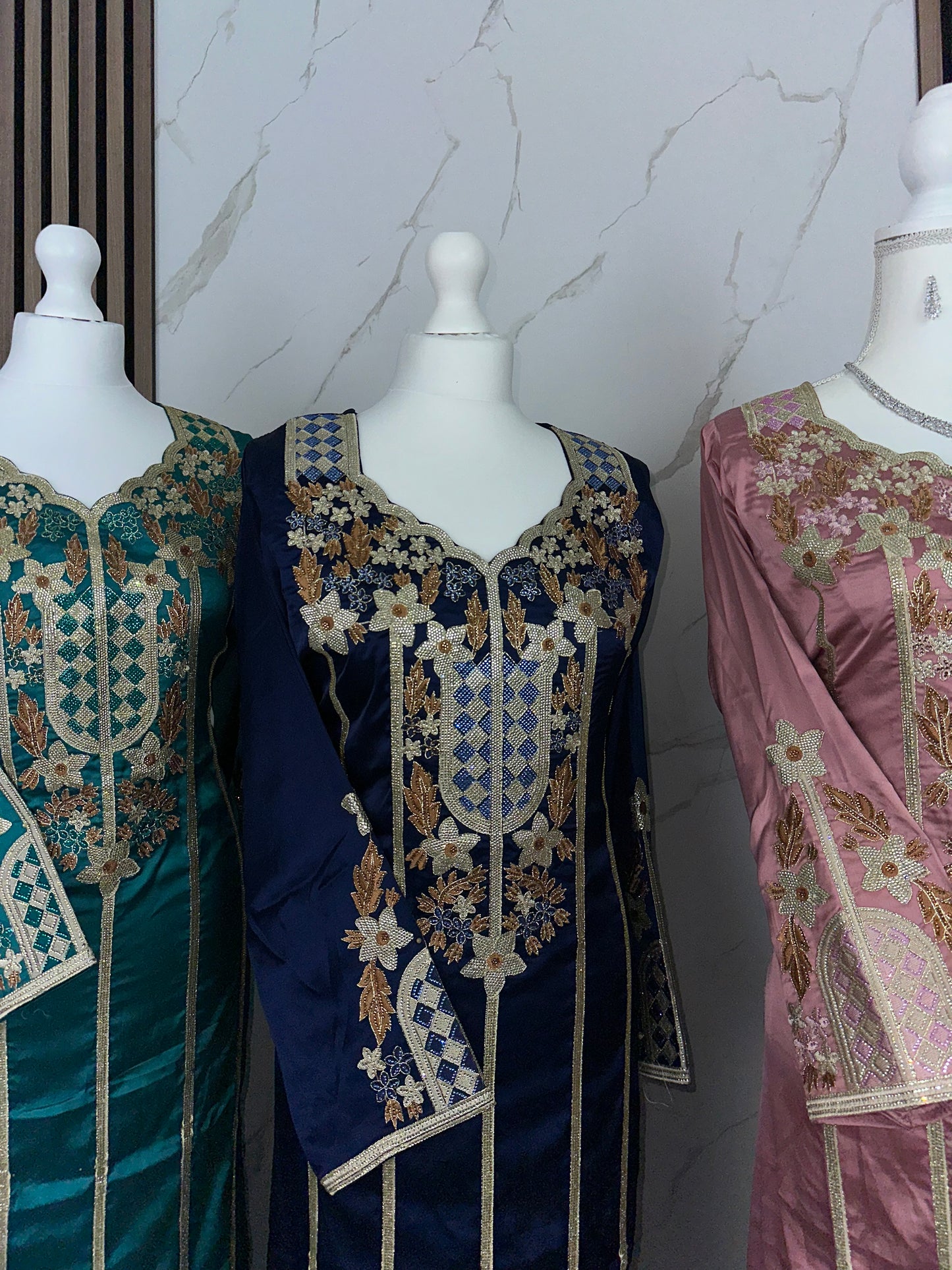 Dark blue mukhawar silk material