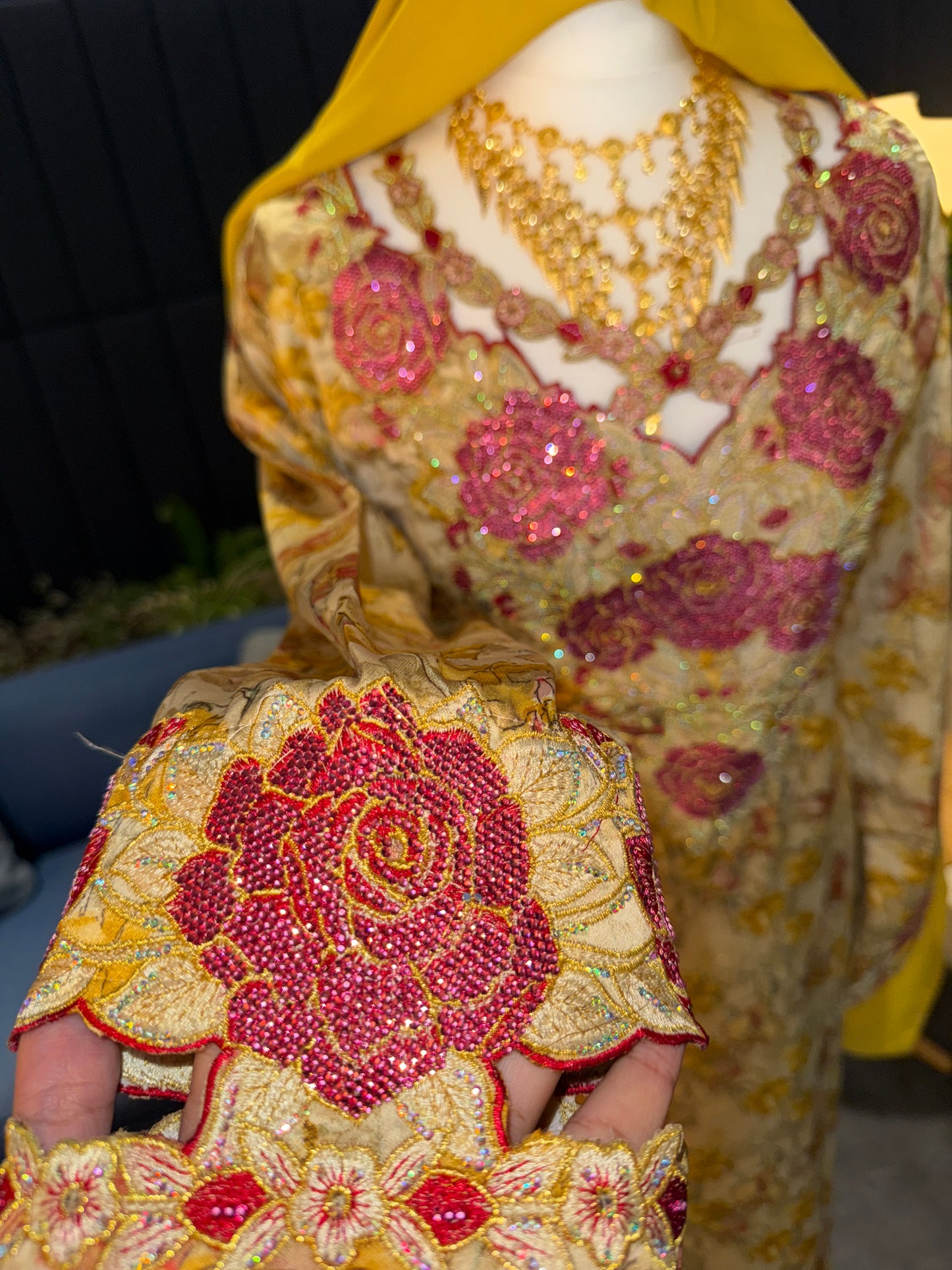 Mustard mkhawar with matching Shiela hijab