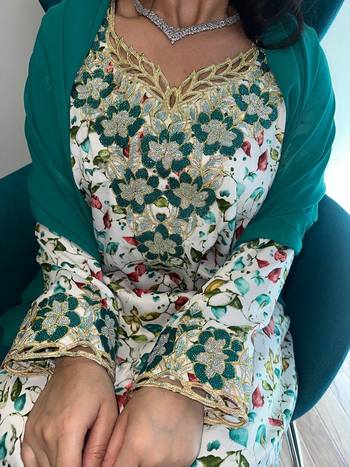 White and green with matching Shiela