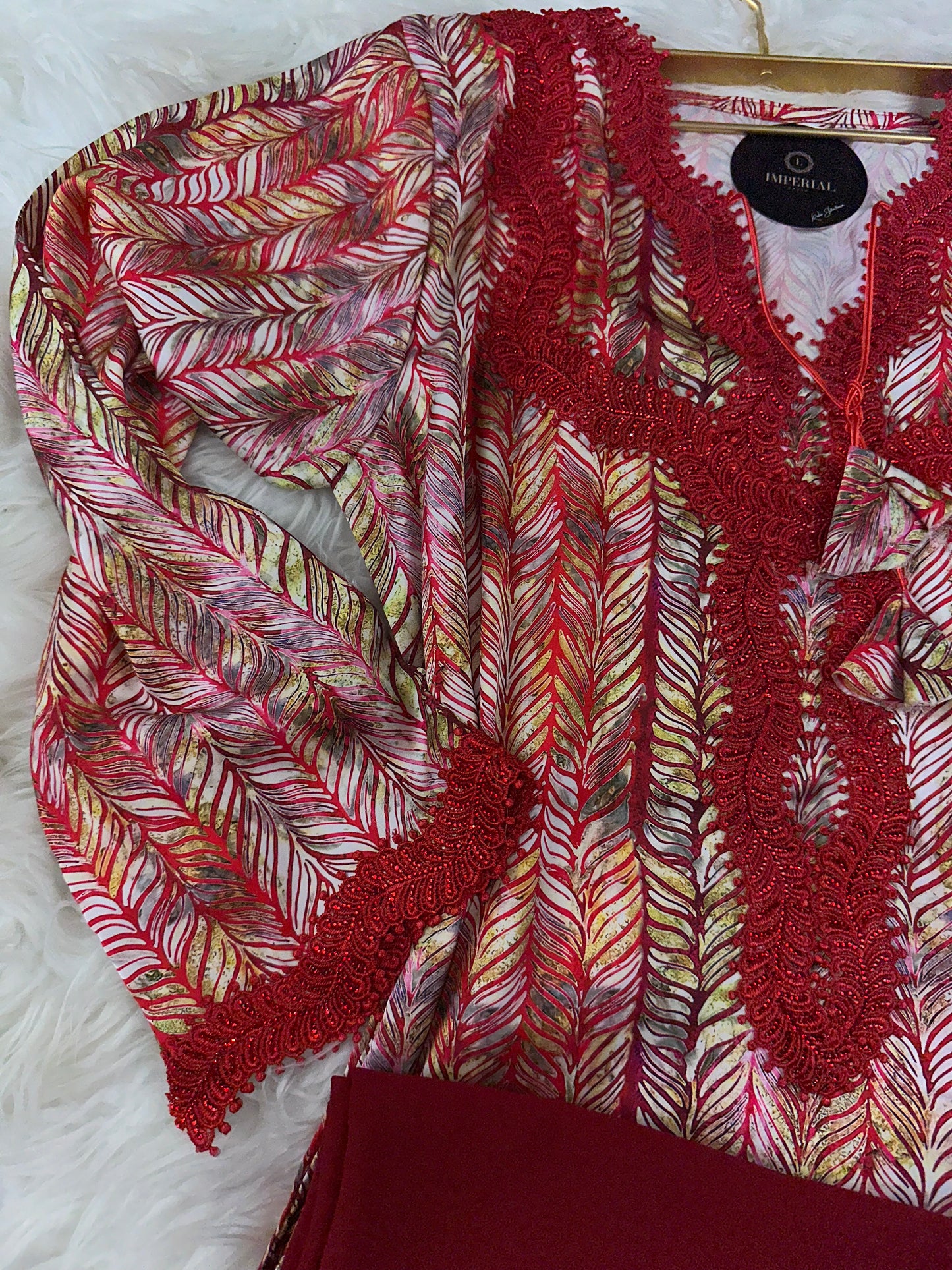 Red pure silk mukhawar with hijab