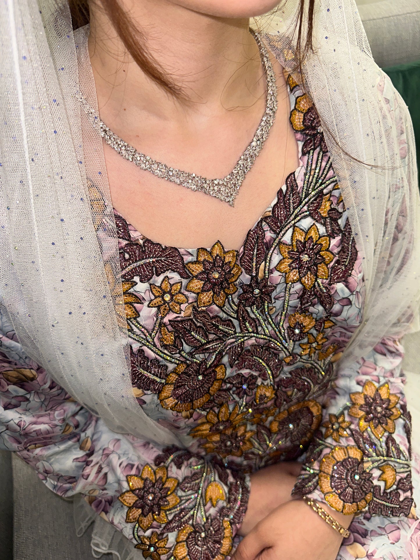 Brown Indonesian silk mkhawar