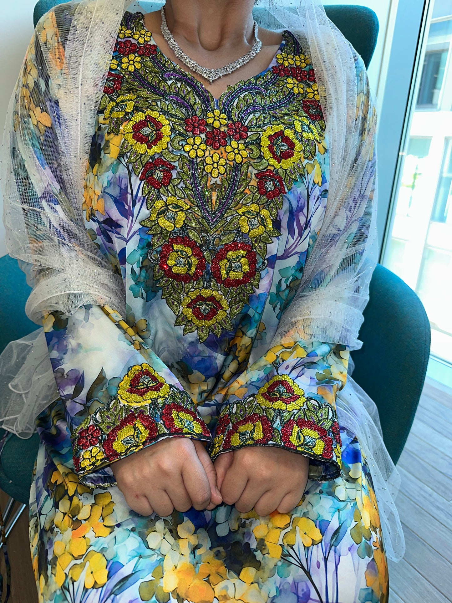 Purple and green pure silk mkhawar