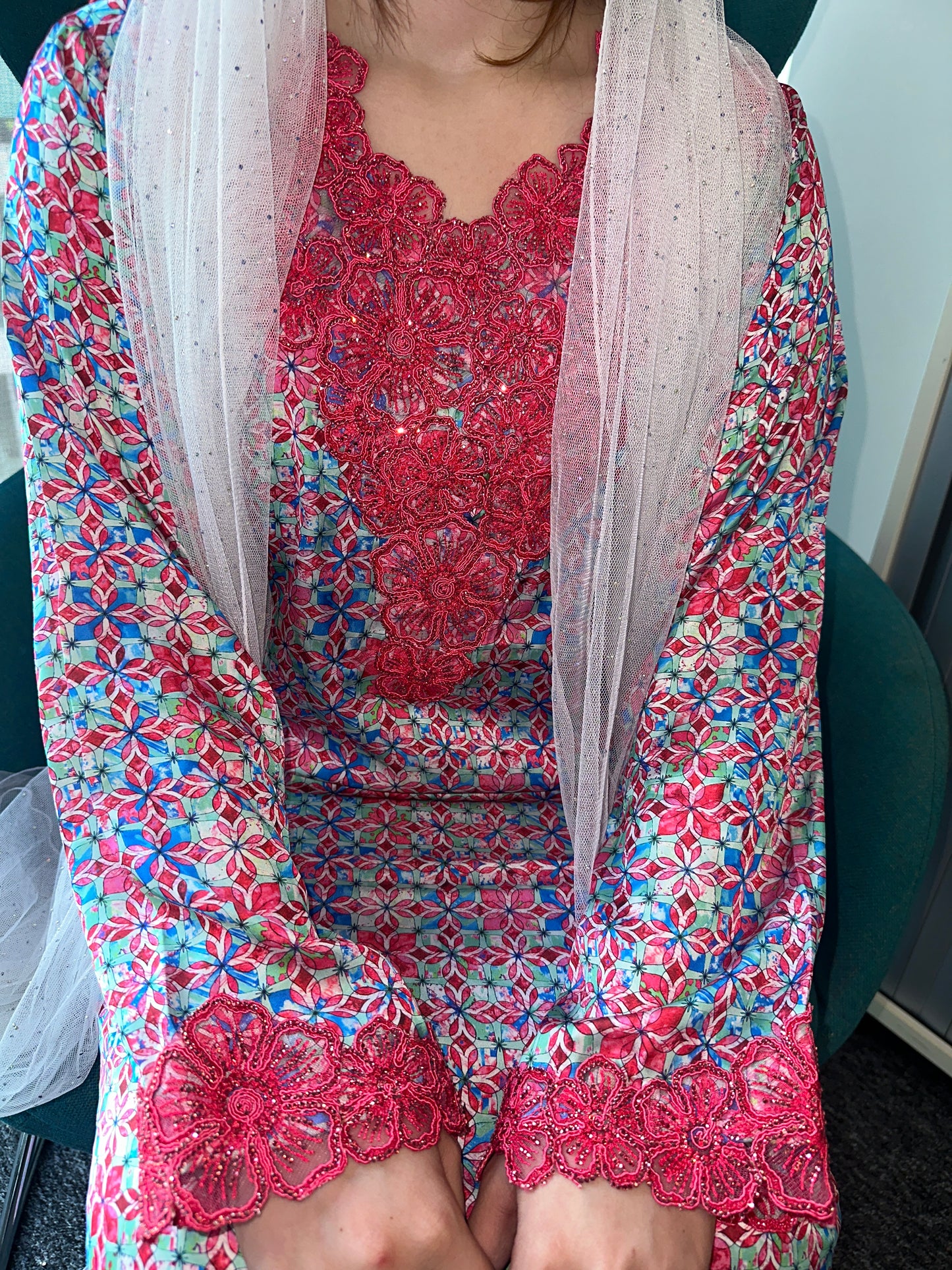 Pure silk, lace mkhawar