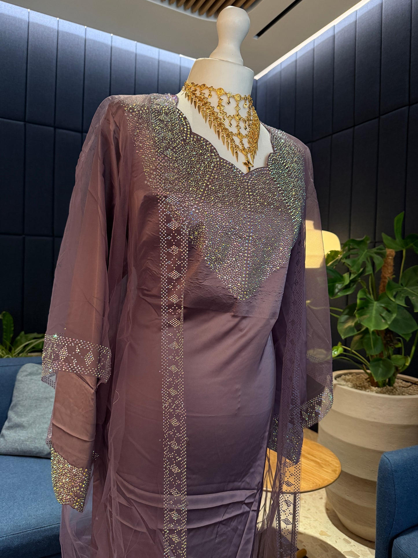 Dark purple pure silk mukhawar with besht