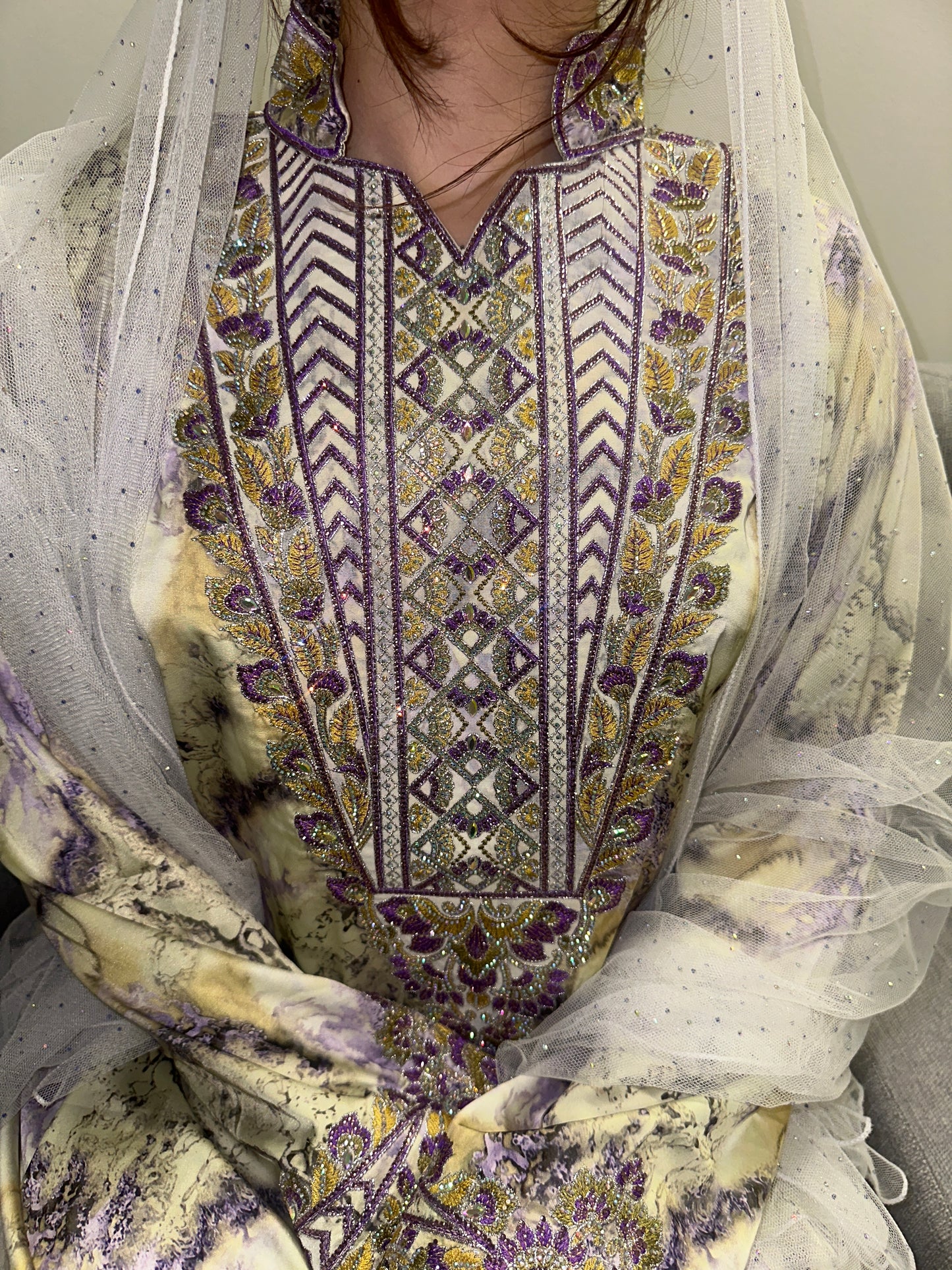 High neck pure silk mkhawar