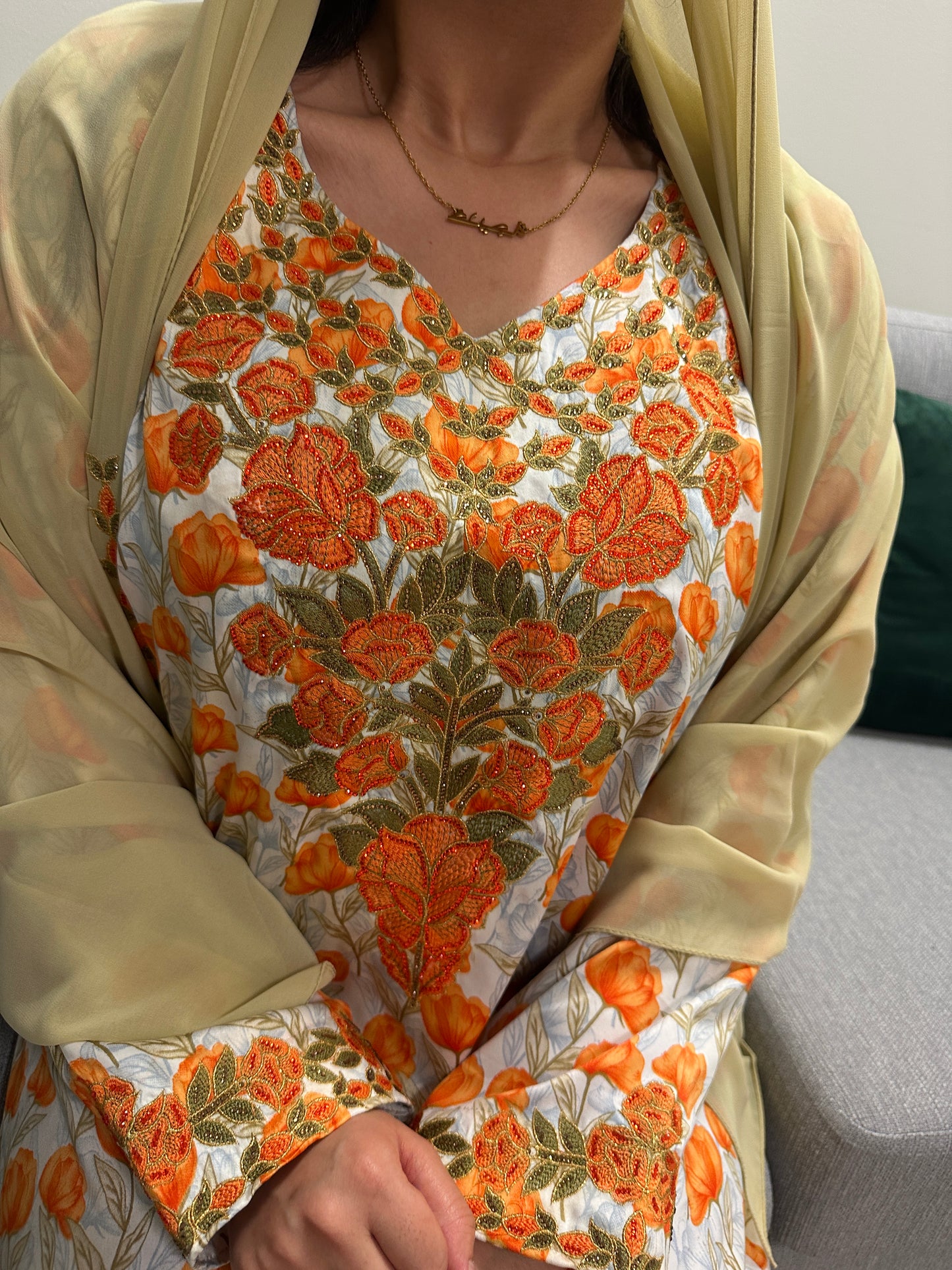 Orange mkhawar with Shiela