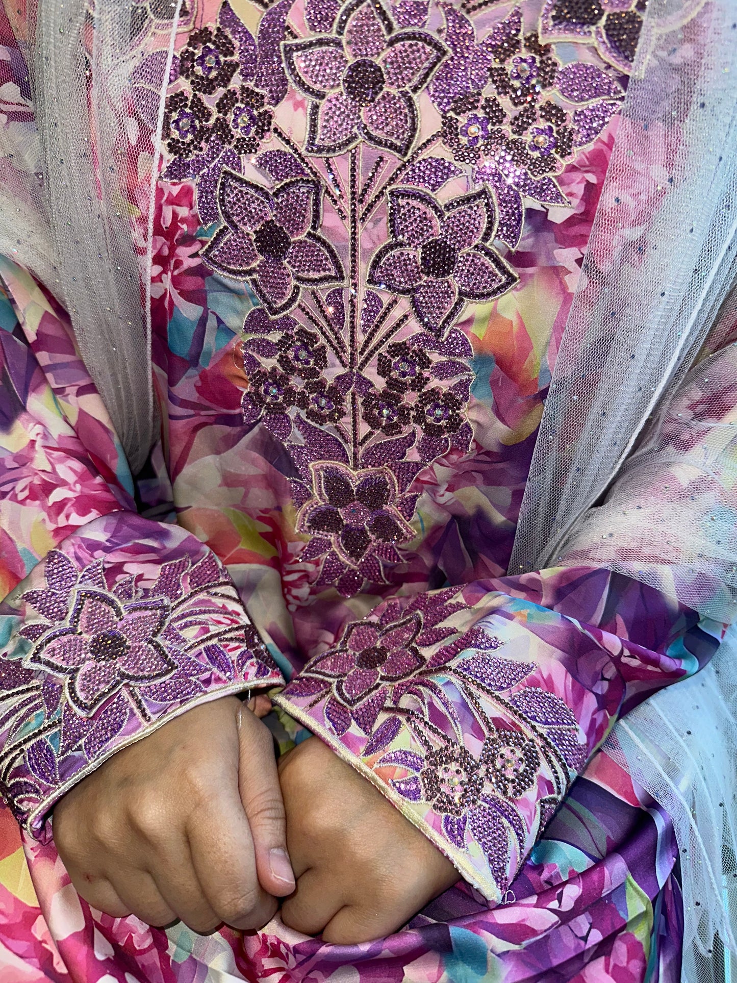 Purple pure silk,3D mkhawar