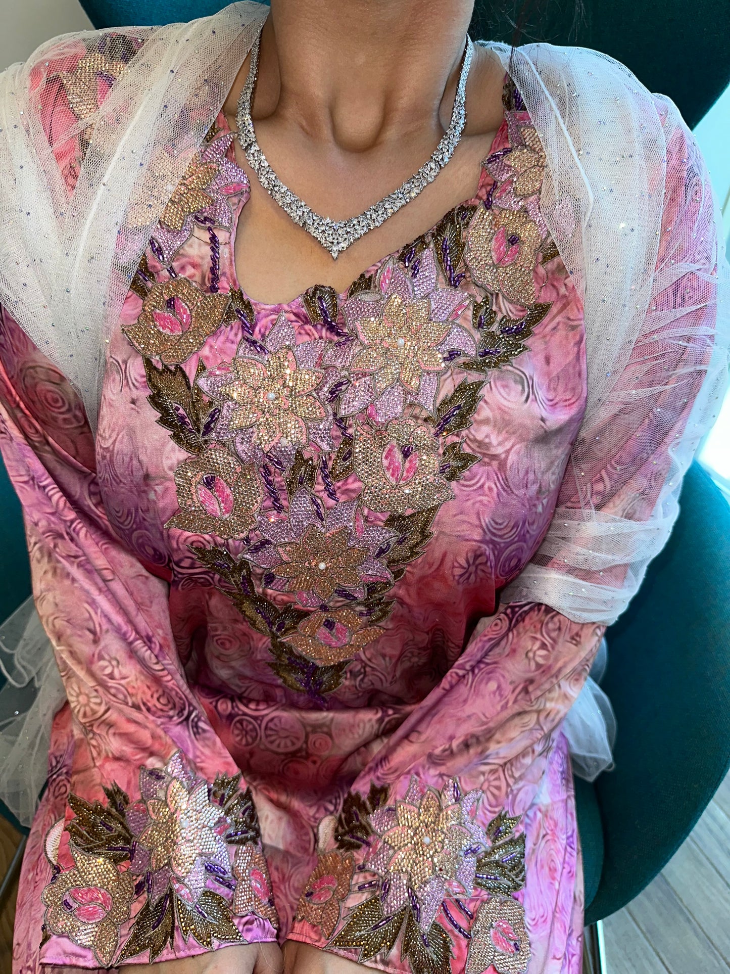 Pink2 pure silk mkhawar 3D