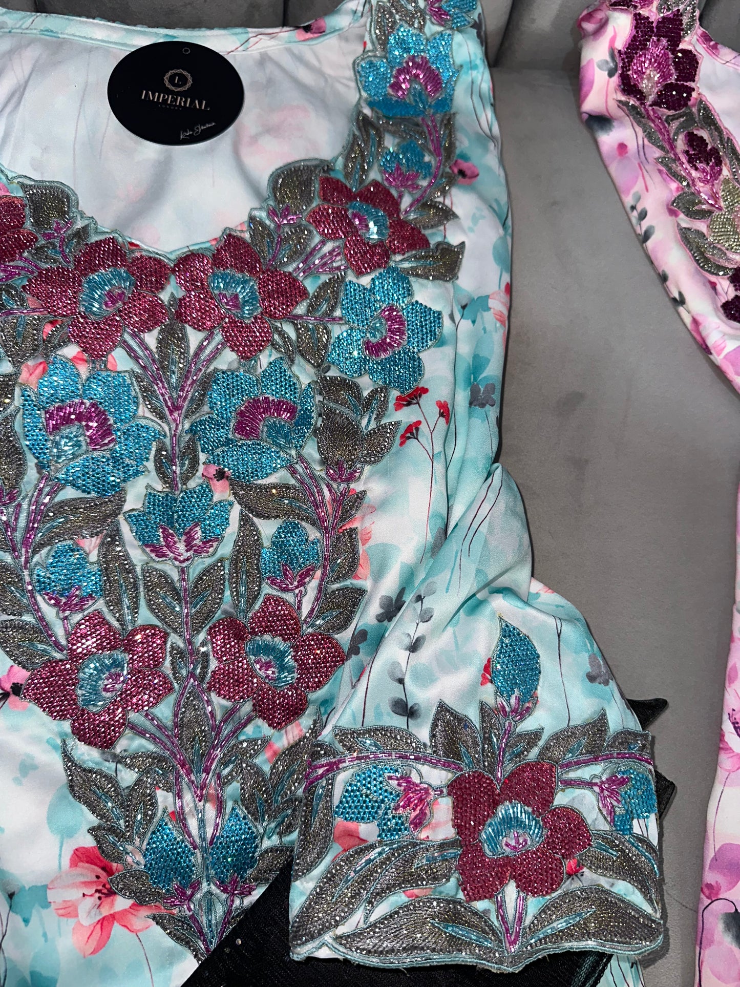 Pure silk mkhawar 3D and handmade work with corset