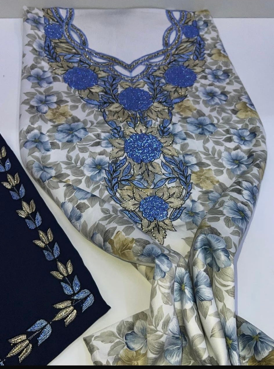 Unstitched mkhawars with matching Shiela