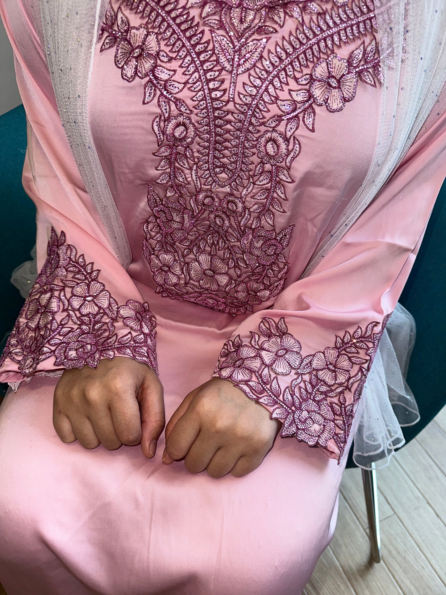 Pink mkhawar pure silk