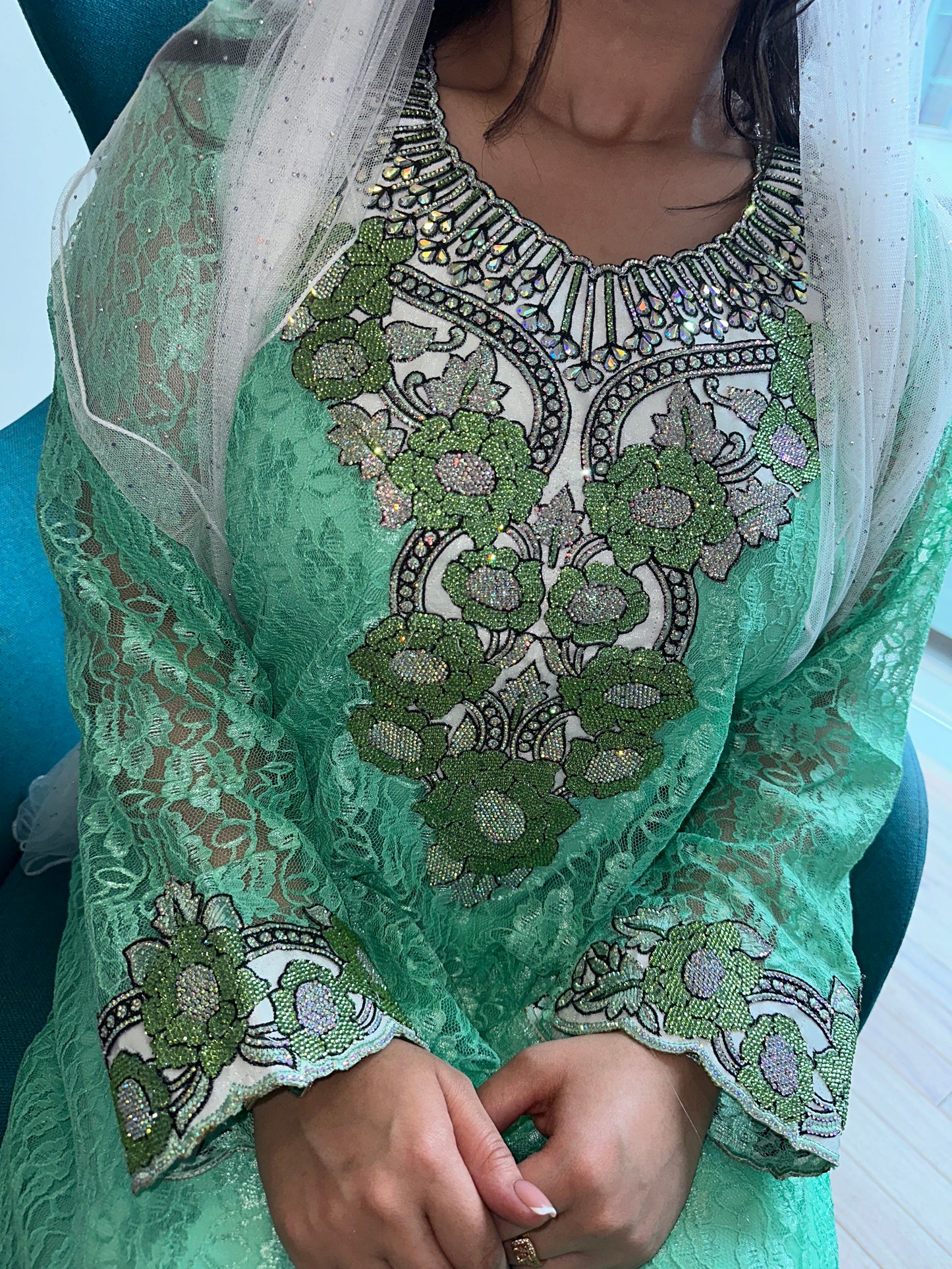 Green4 lace mkhawar
