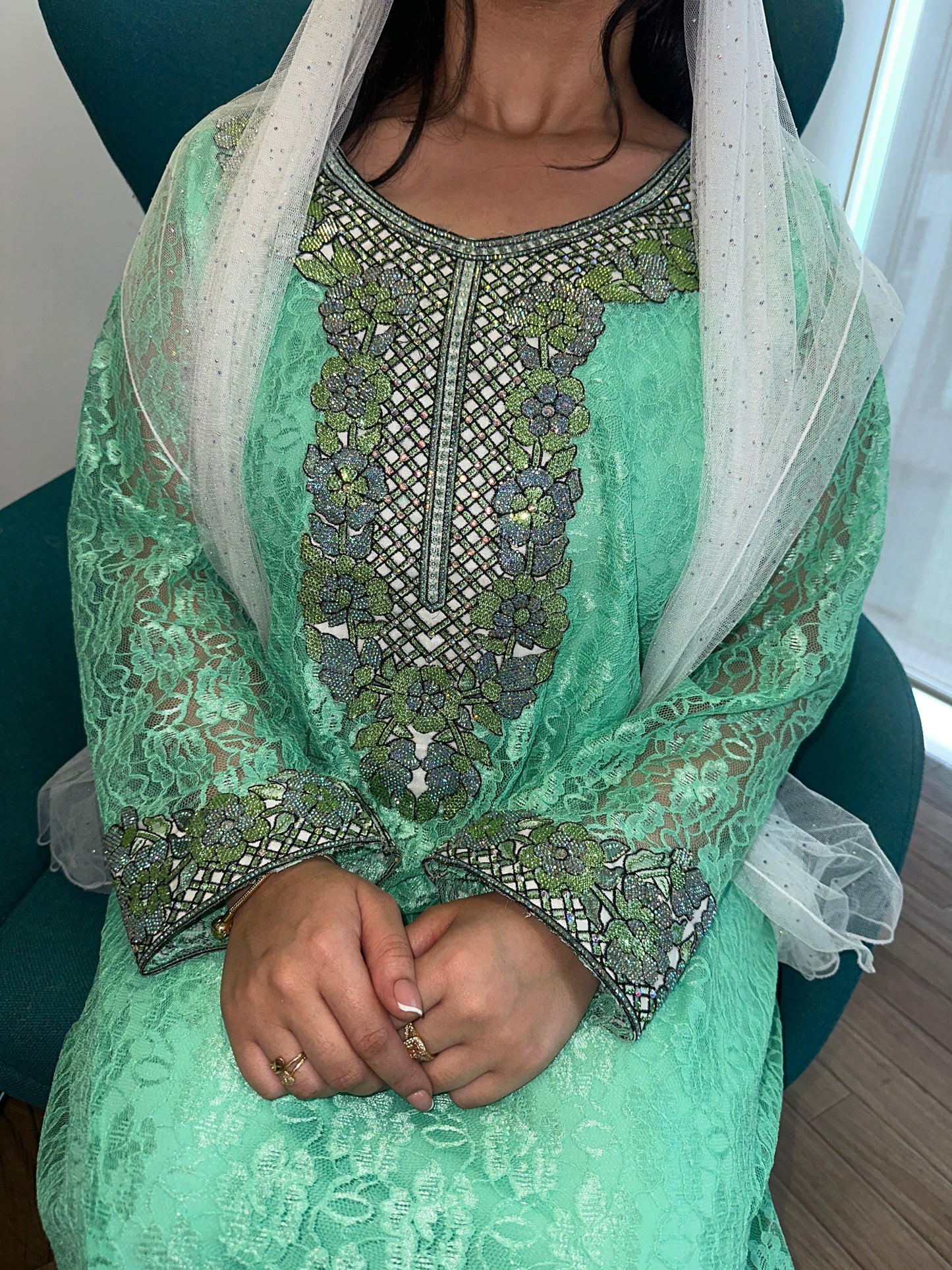 Green2 lace mkhawar