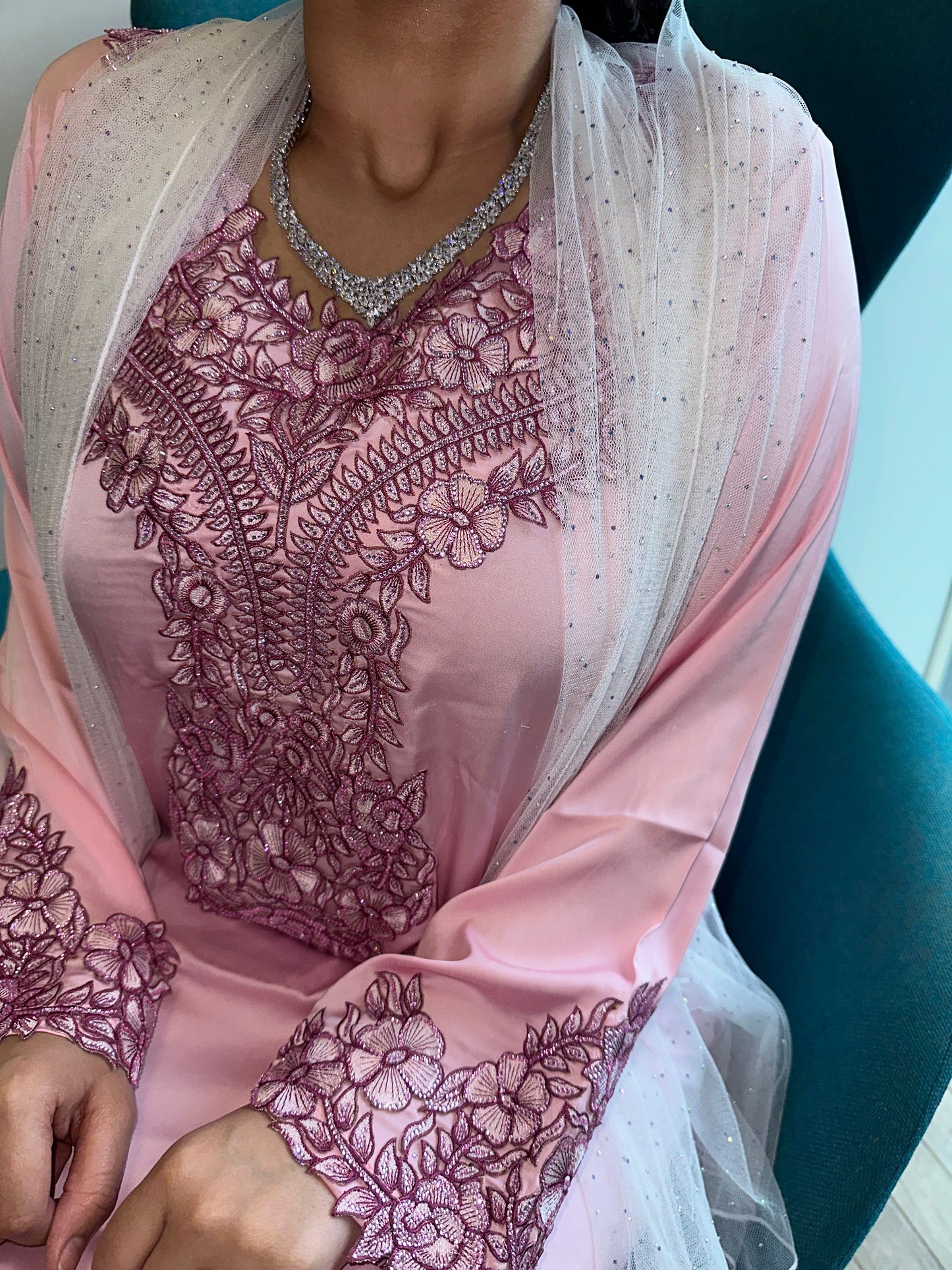 Pink mkhawar pure silk