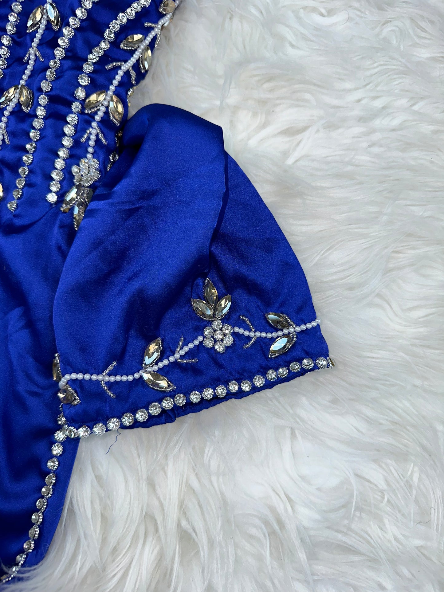 Blue mukhawar with pearls pure silk