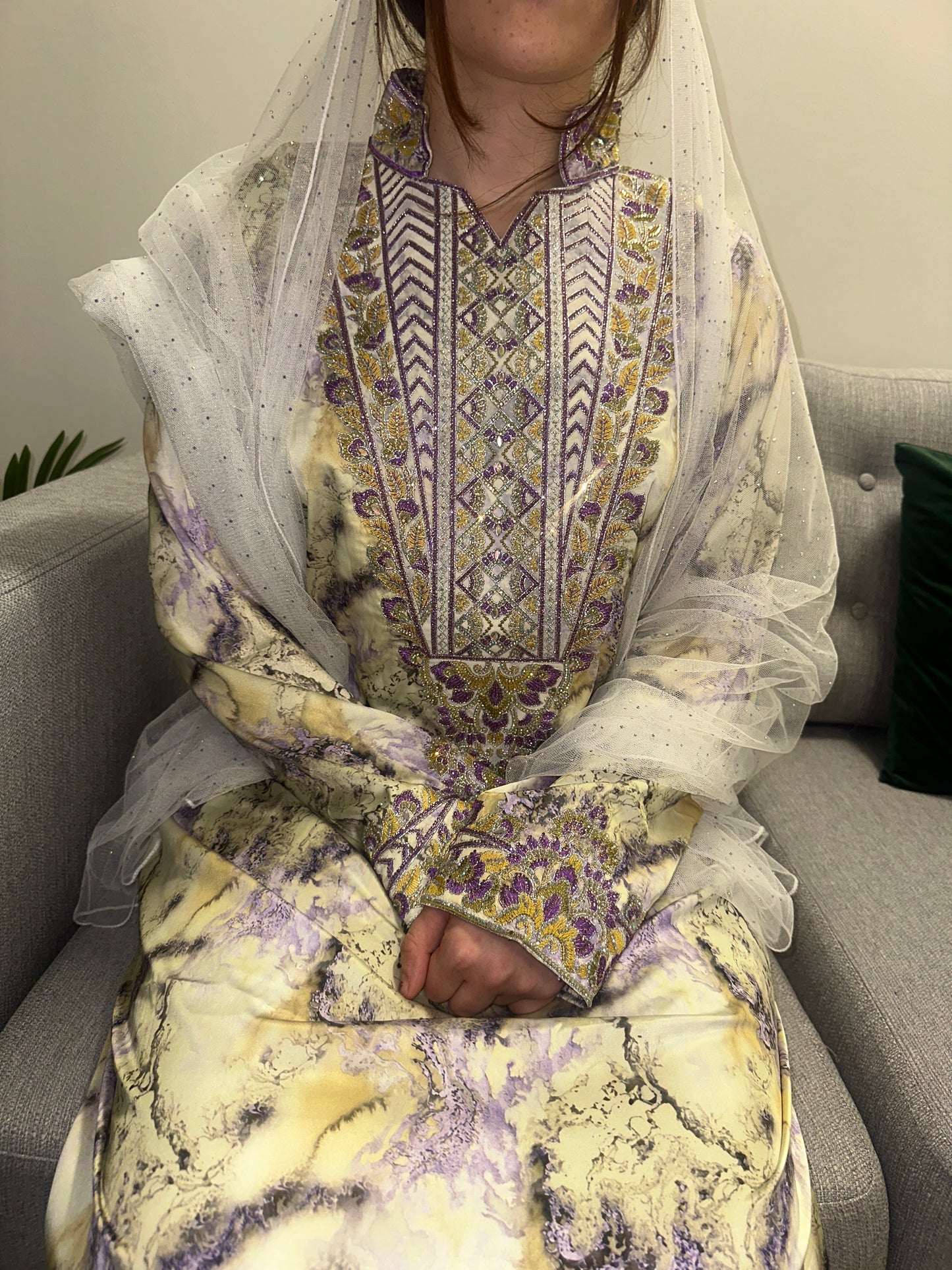 High neck pure silk mkhawar