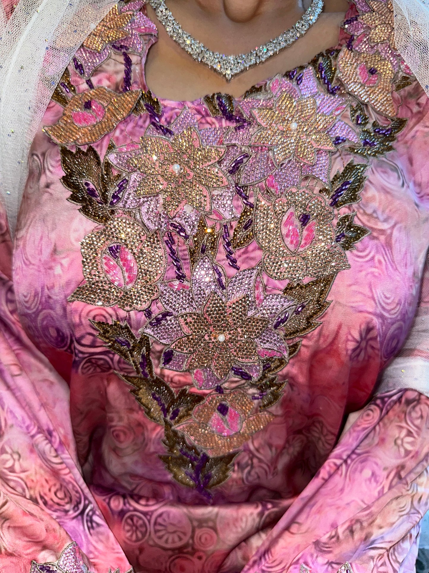 Pink2 pure silk mkhawar 3D