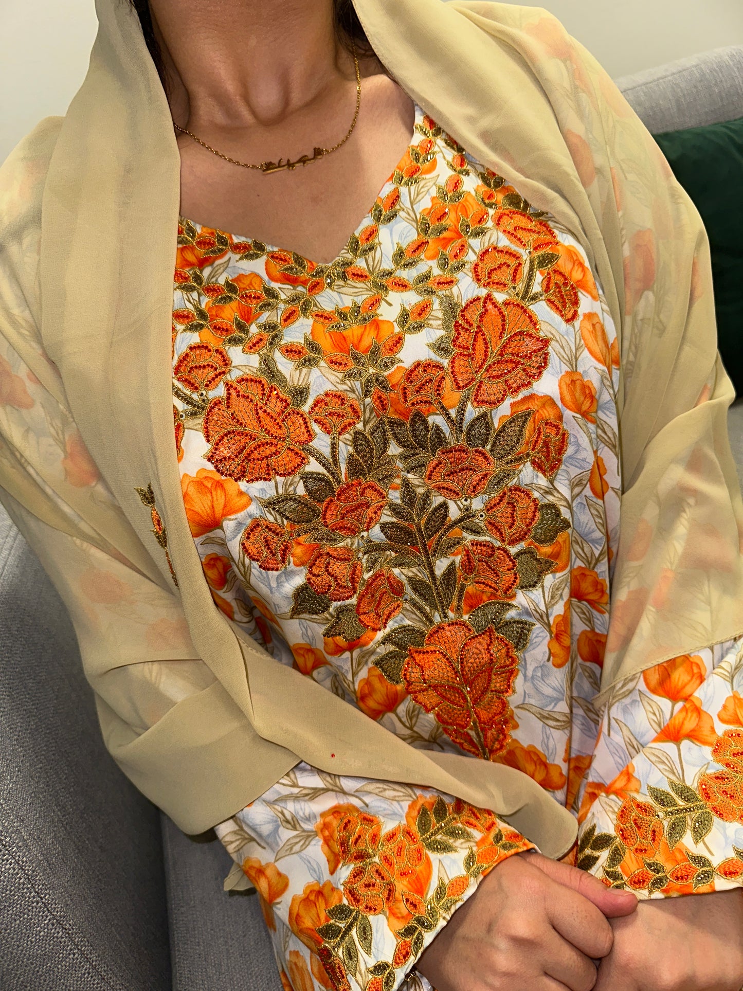 Orange mkhawar with Shiela