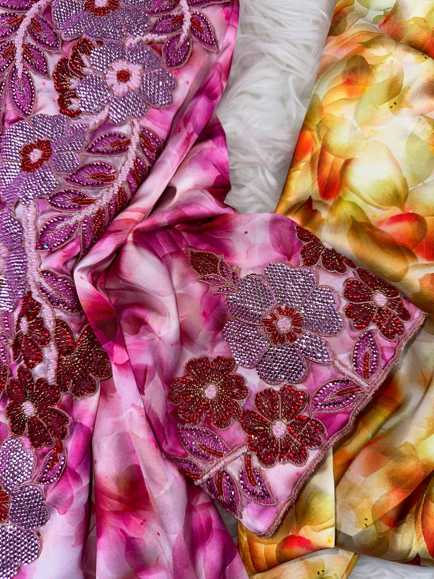 Pink5 3D mukhawar pure silk handmade work